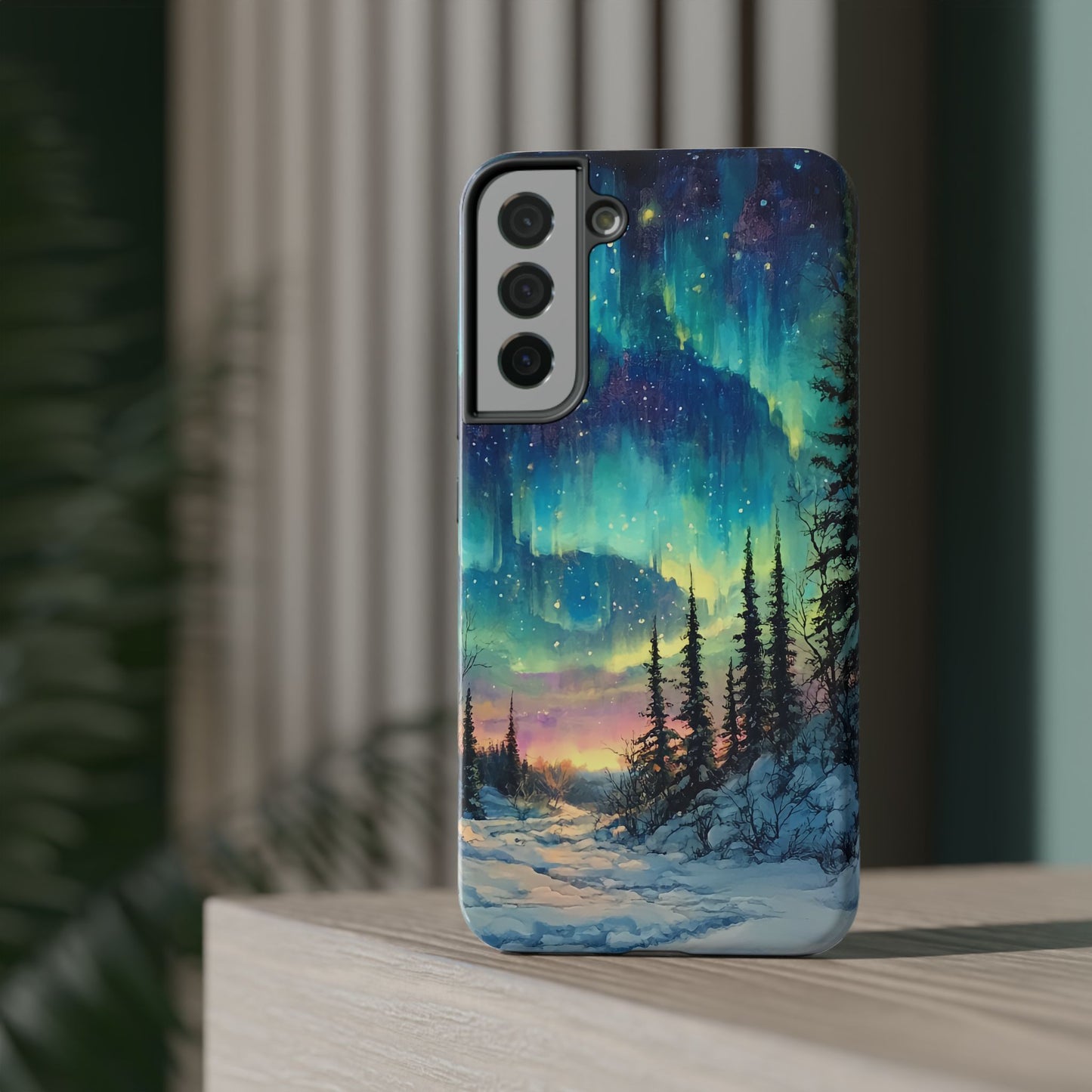 Aurora Borealis Impact-Resistant Phone Case - Durable Protection with Stunning Northern Lights Design