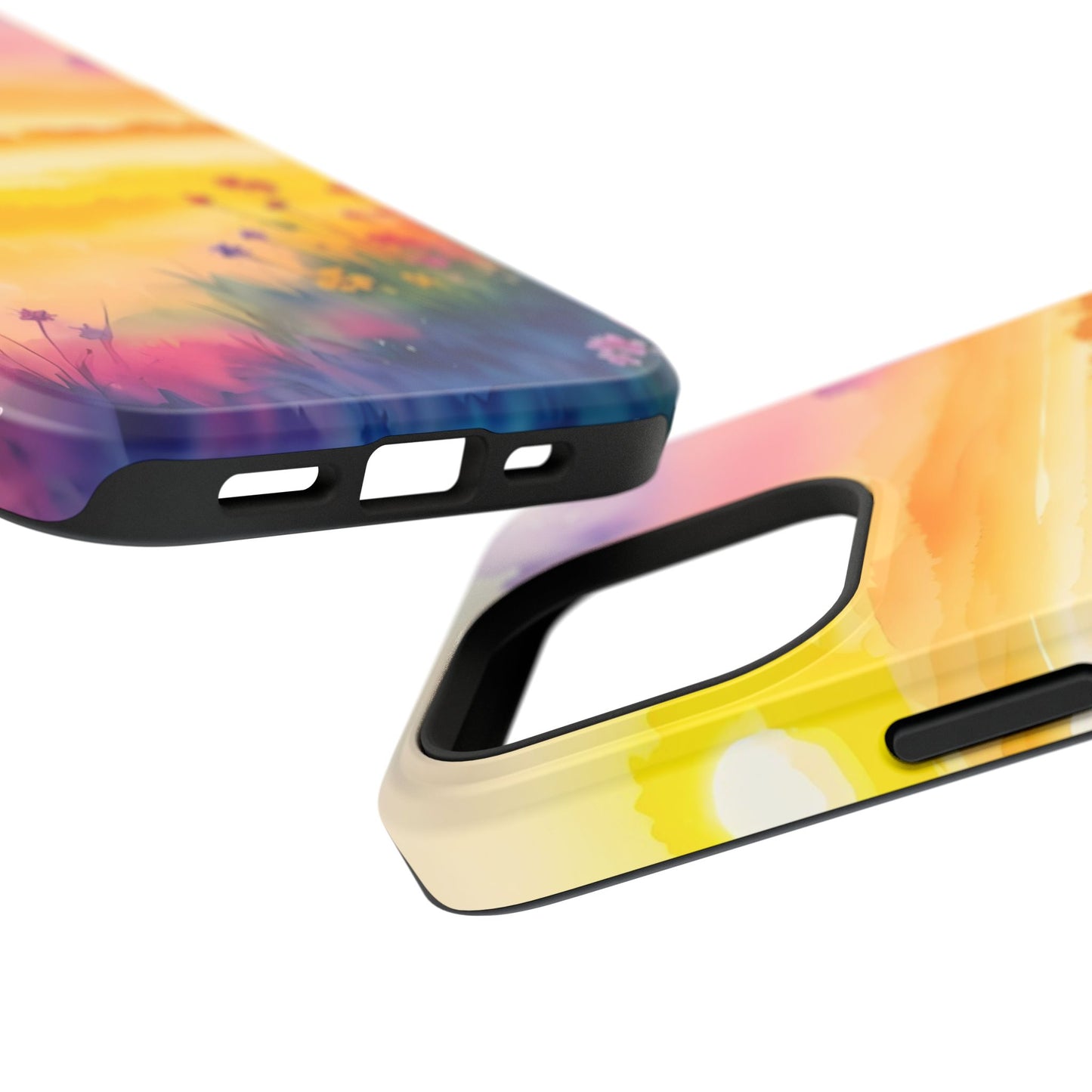 Scenic Landscape IPhone Case - Floral Sunset Design
