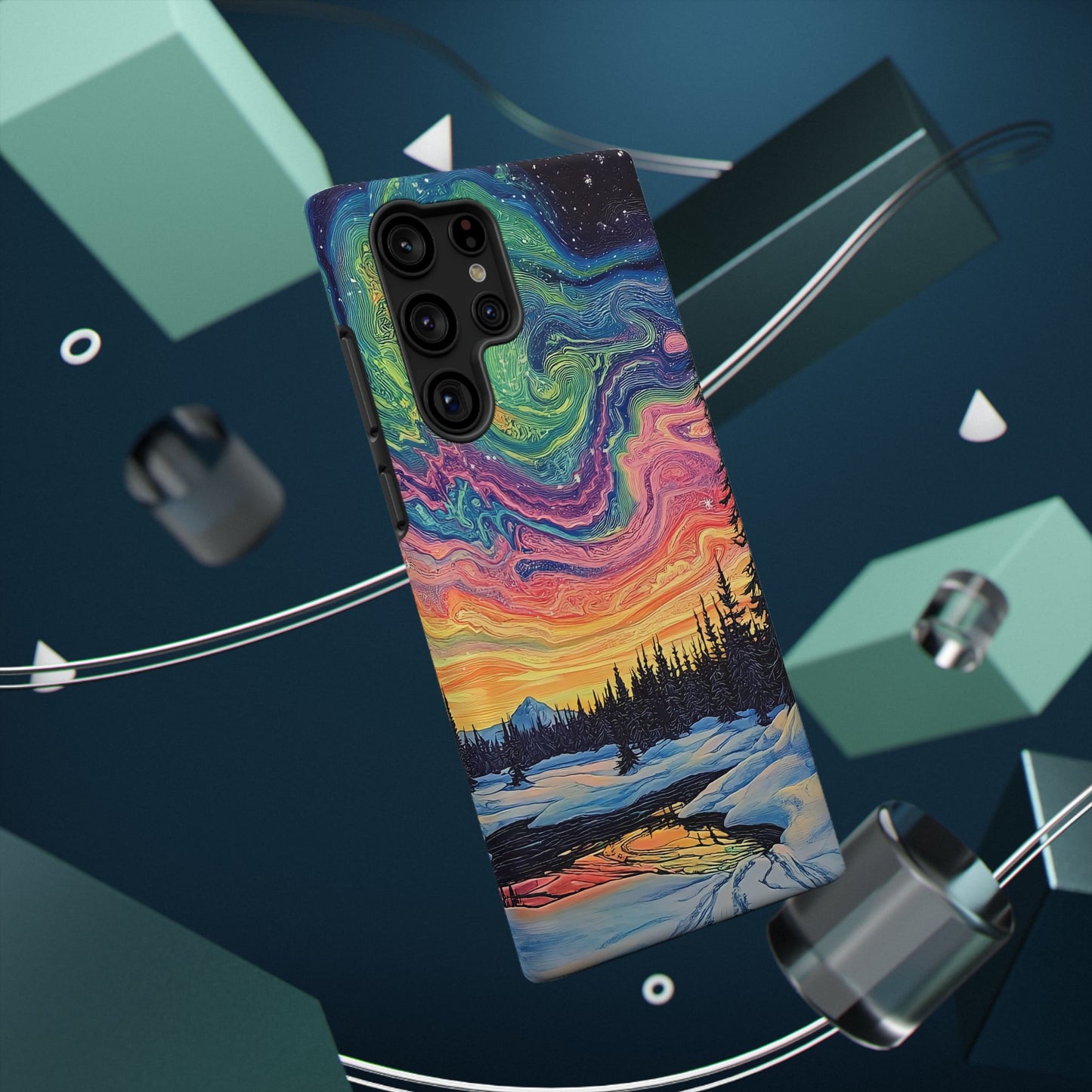 Nature-Inspired Impact-Resistant Phone Case - Vibrant Galaxy Sky Design