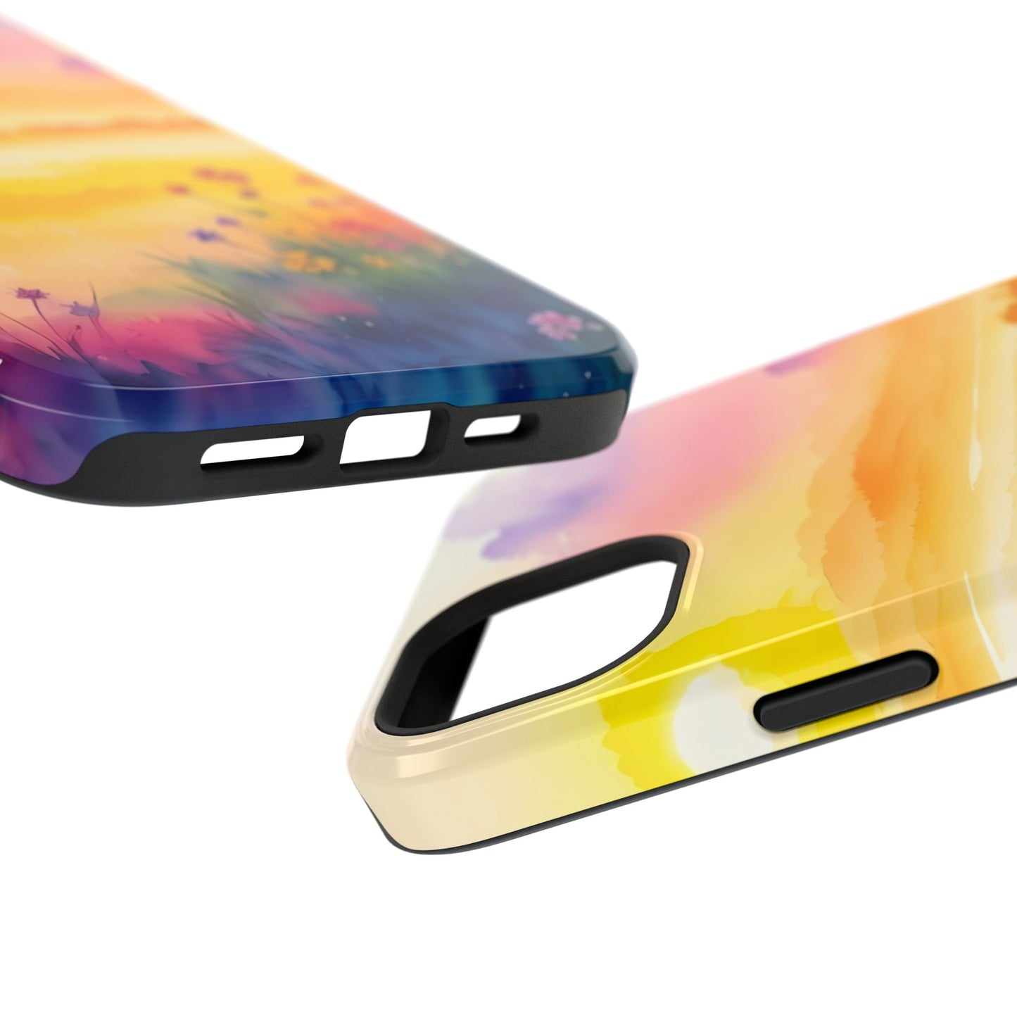 Scenic Landscape IPhone Case - Floral Sunset Design