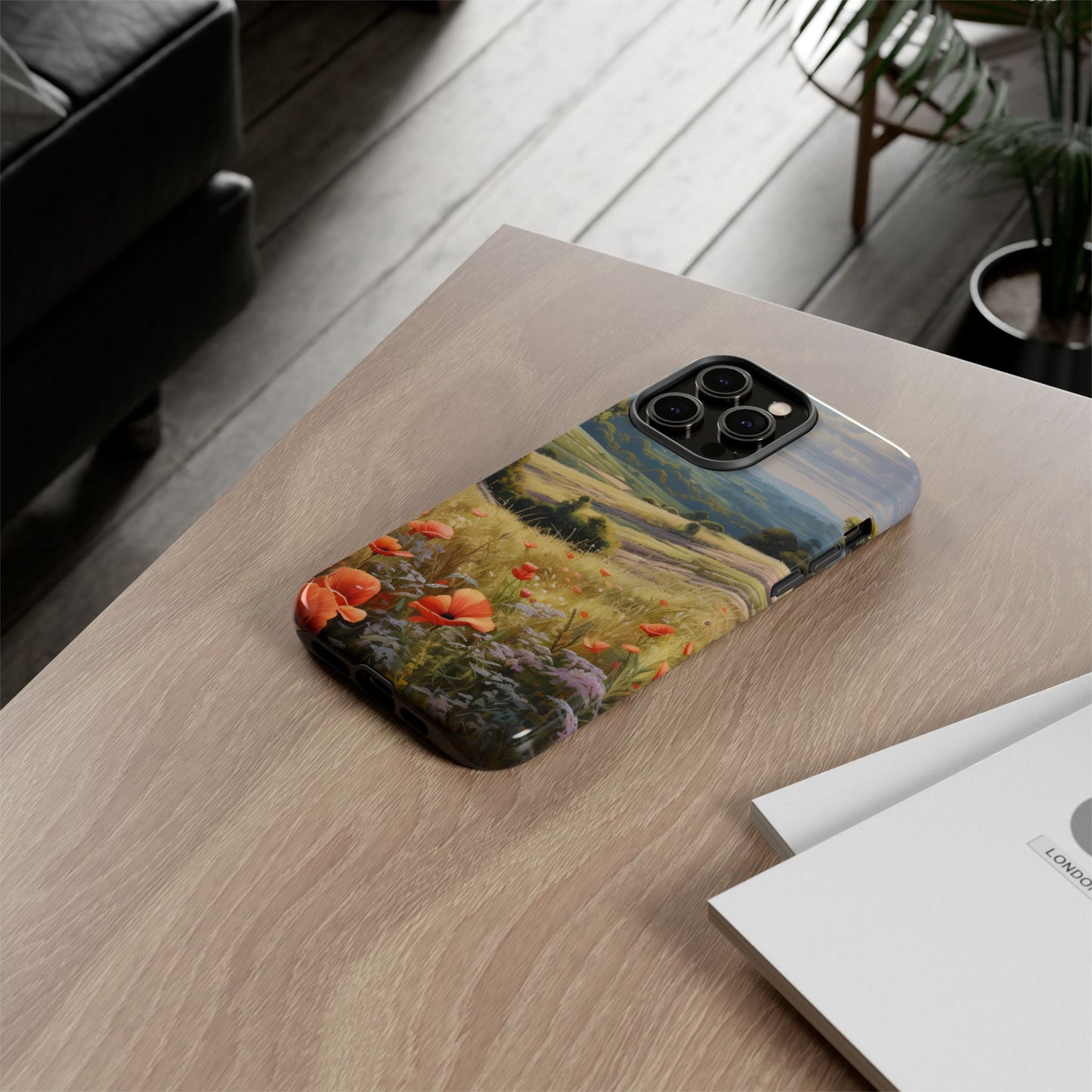 Phone Case with Beautiful Poppy Field Design