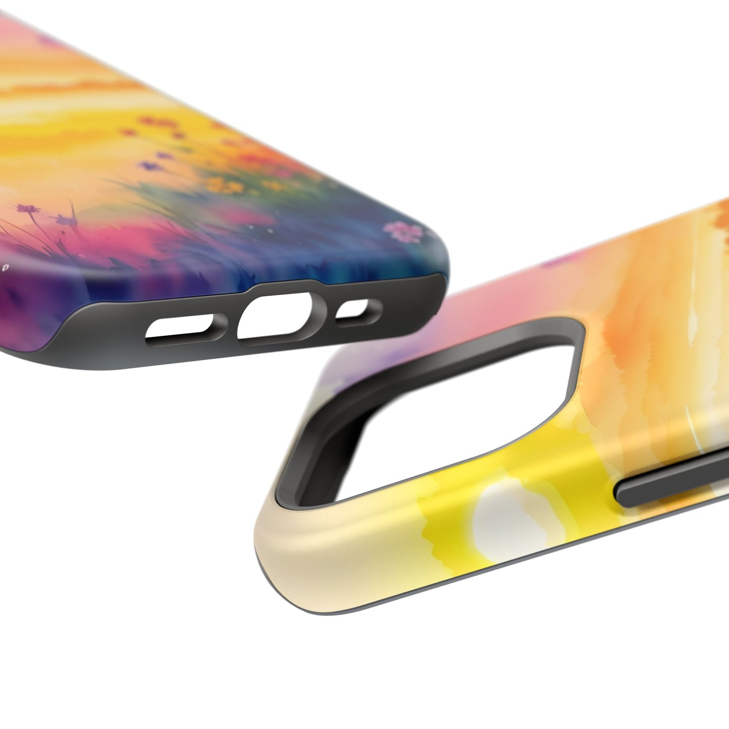 Scenic Landscape IPhone Case - Floral Sunset Design