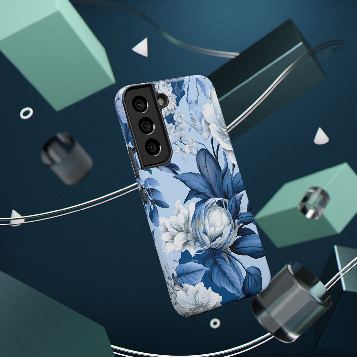 Elegant Blue Floral Phone Case