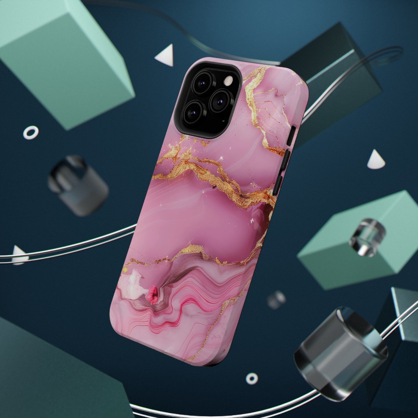 Elegant Marble Phone Case - Pink & Gold