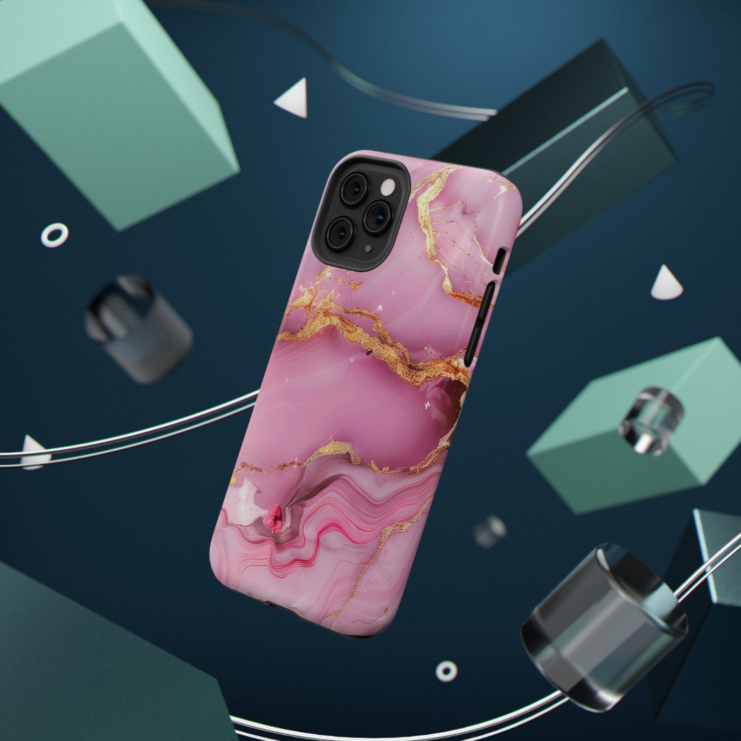 Elegant Marble Phone Case - Pink & Gold