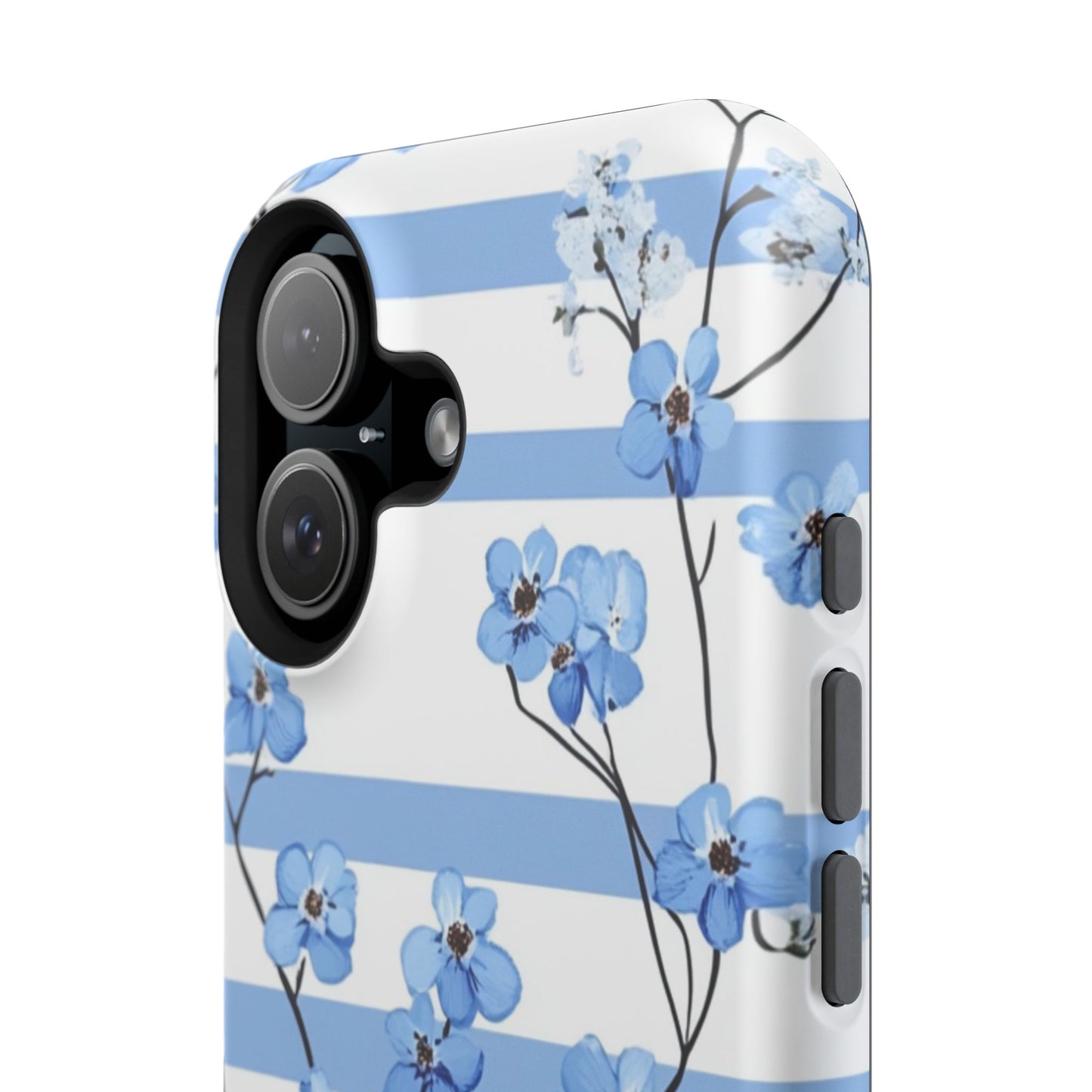 Blue stripe Floral Impact-Resistant Phone Case