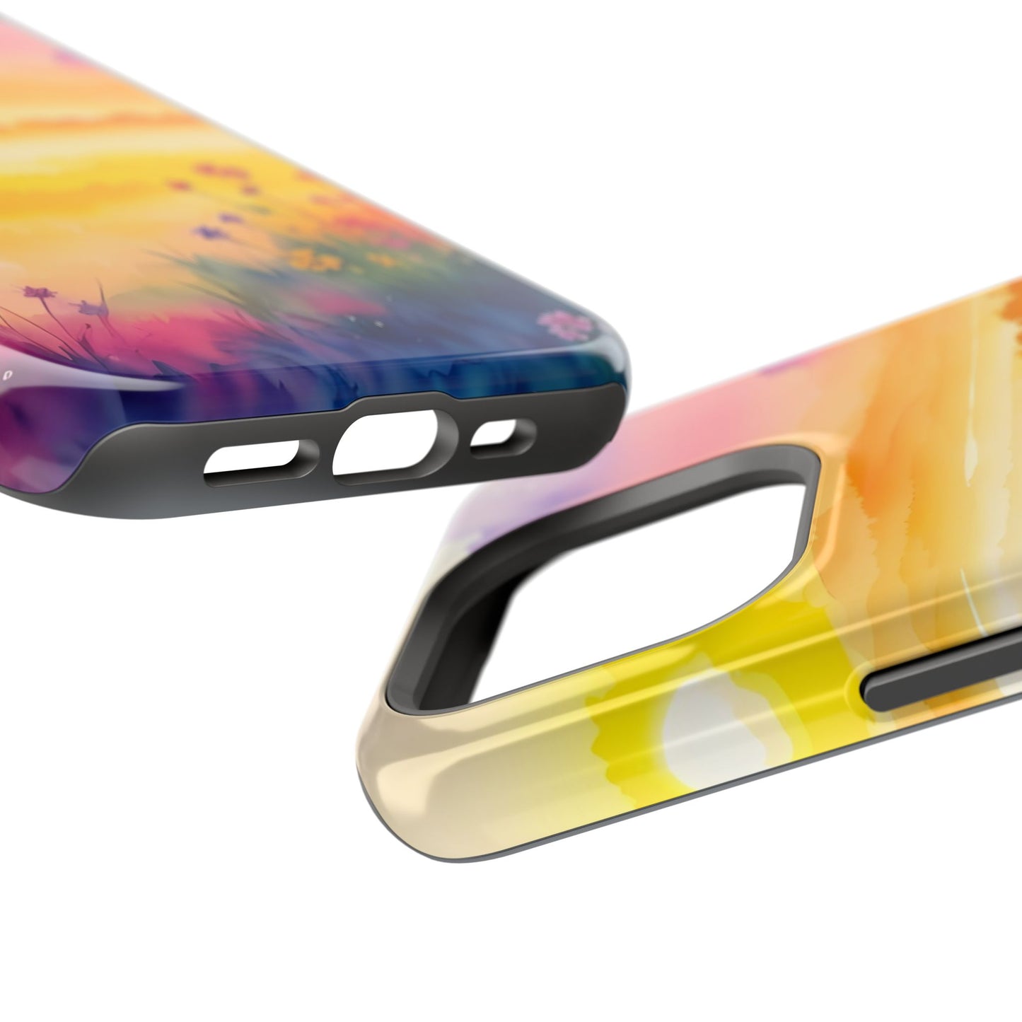 Scenic Landscape IPhone Case - Floral Sunset Design