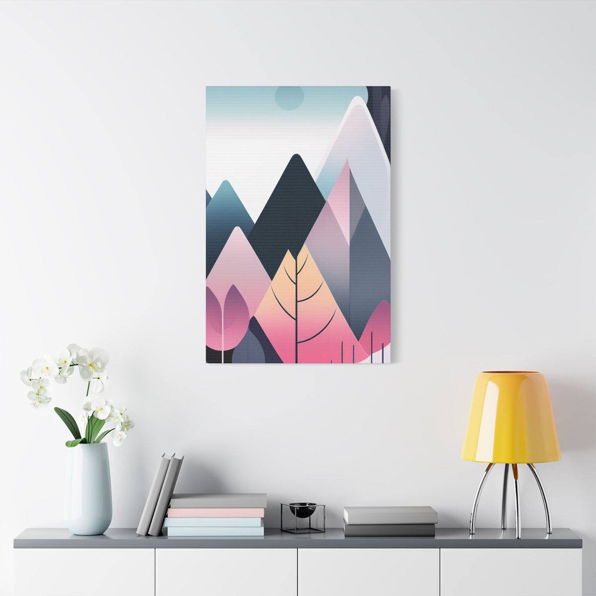 Mountain Sunrise — Pink Pastel Abstract Landscape Canvas print