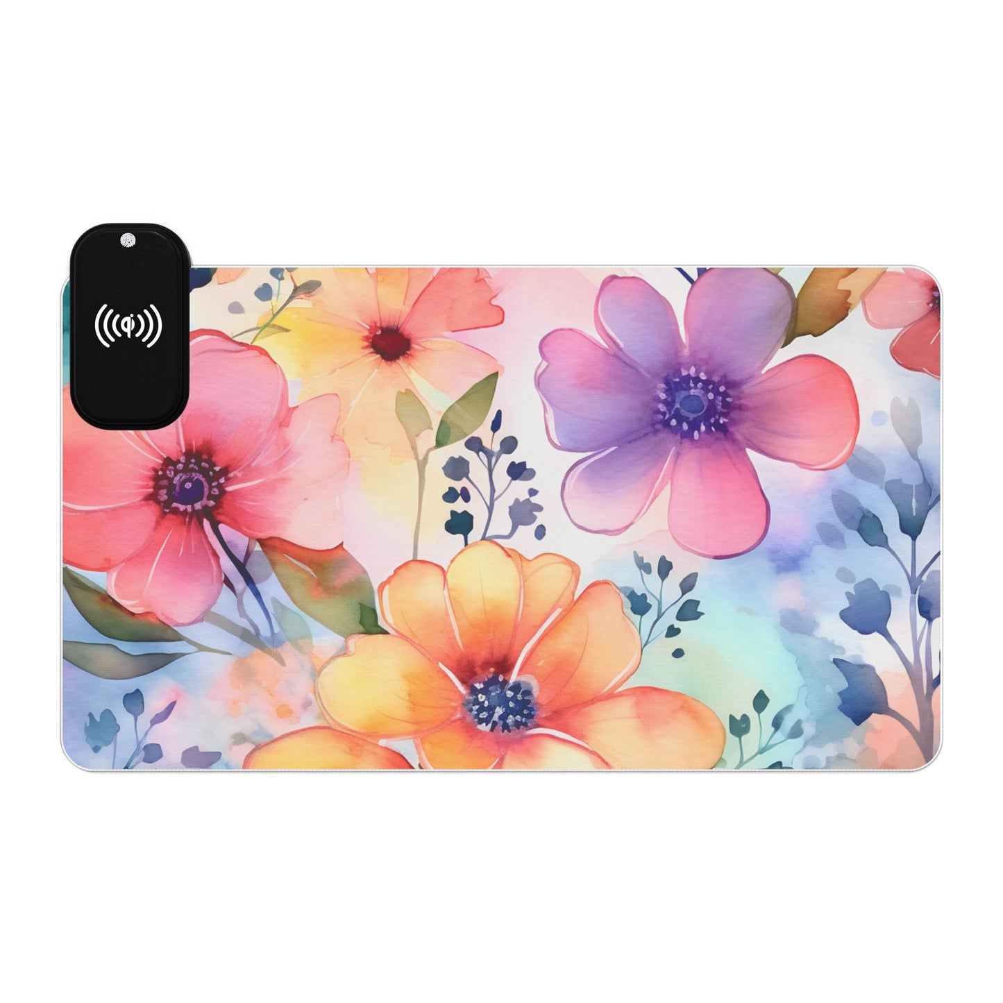 Floral LED Gaming Mouse Pad with Wireless Charging