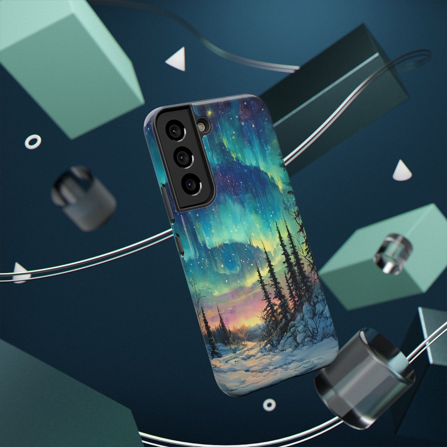 Aurora Borealis Impact-Resistant Phone Case - Durable Protection with Stunning Northern Lights Design