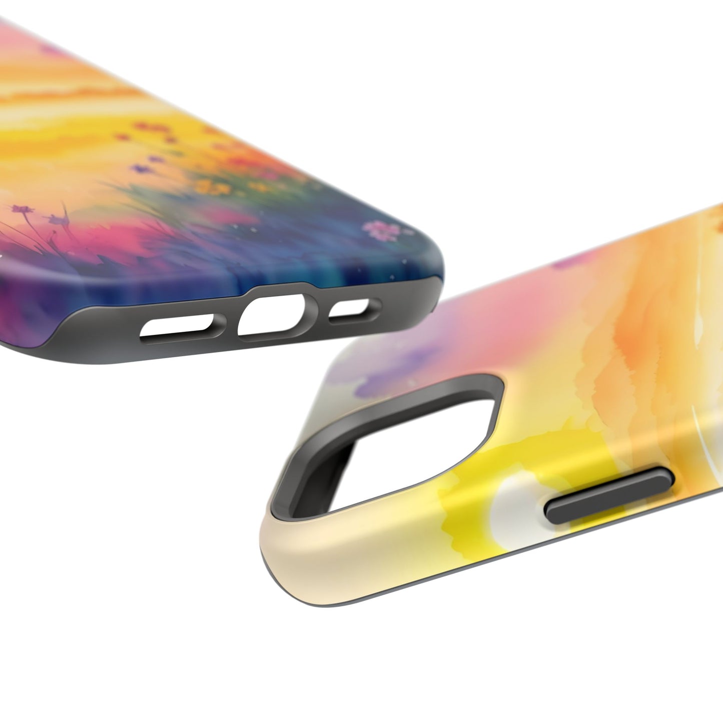 Scenic Landscape IPhone Case - Floral Sunset Design