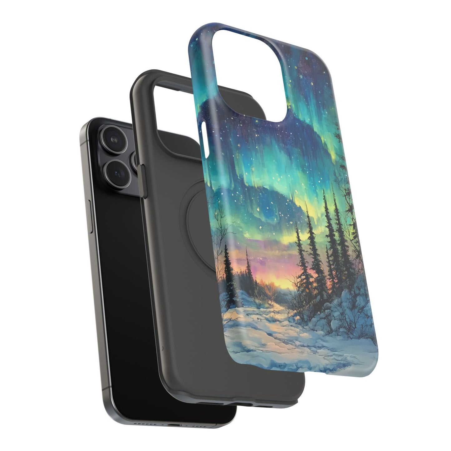 Aurora Borealis Impact-Resistant Phone Case - Durable Protection with Stunning Northern Lights Design