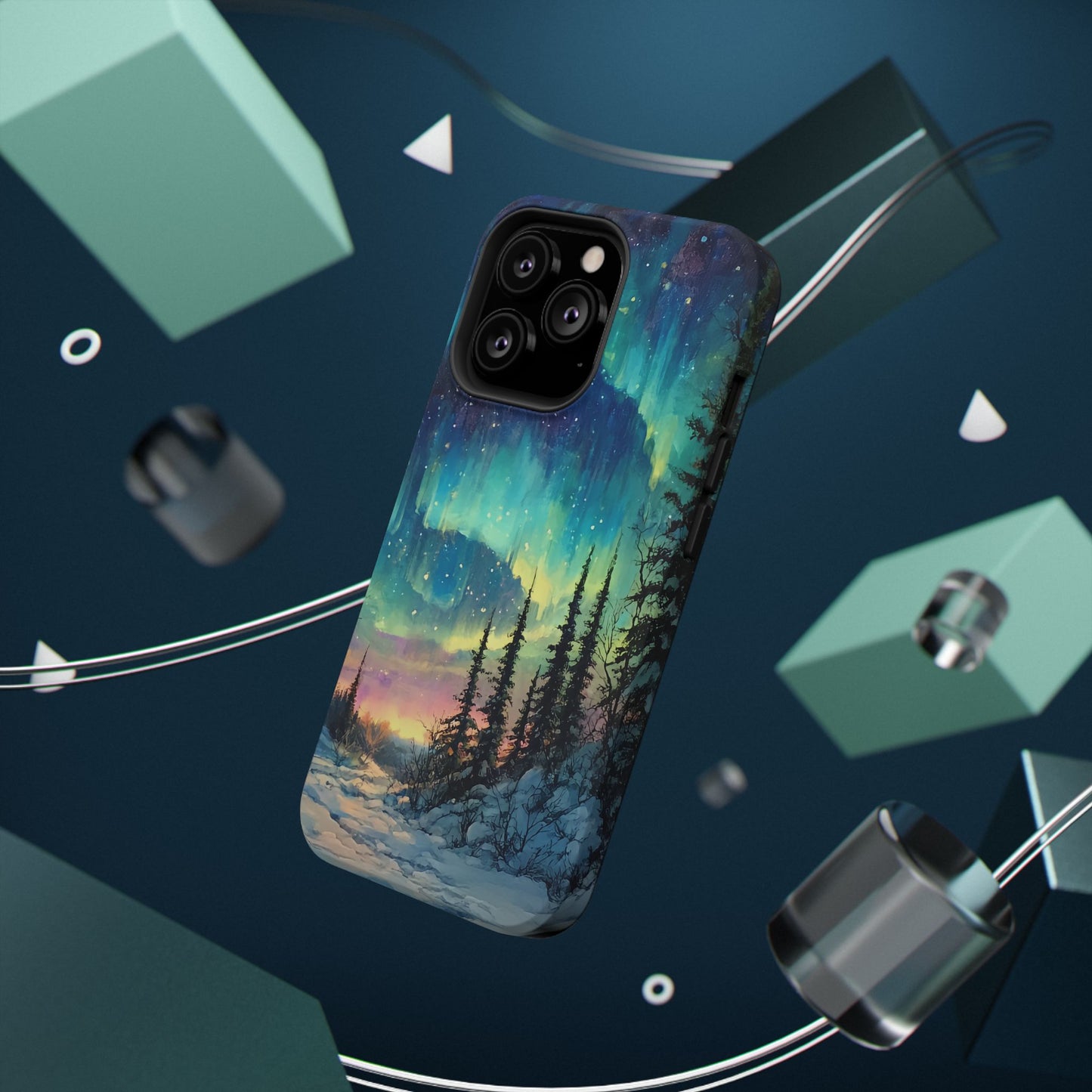Aurora Borealis Impact-Resistant Phone Case - Durable Protection with Stunning Northern Lights Design