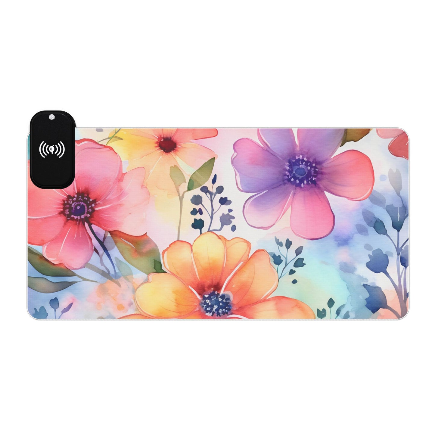 Floral LED Gaming Mouse Pad with Wireless Charging