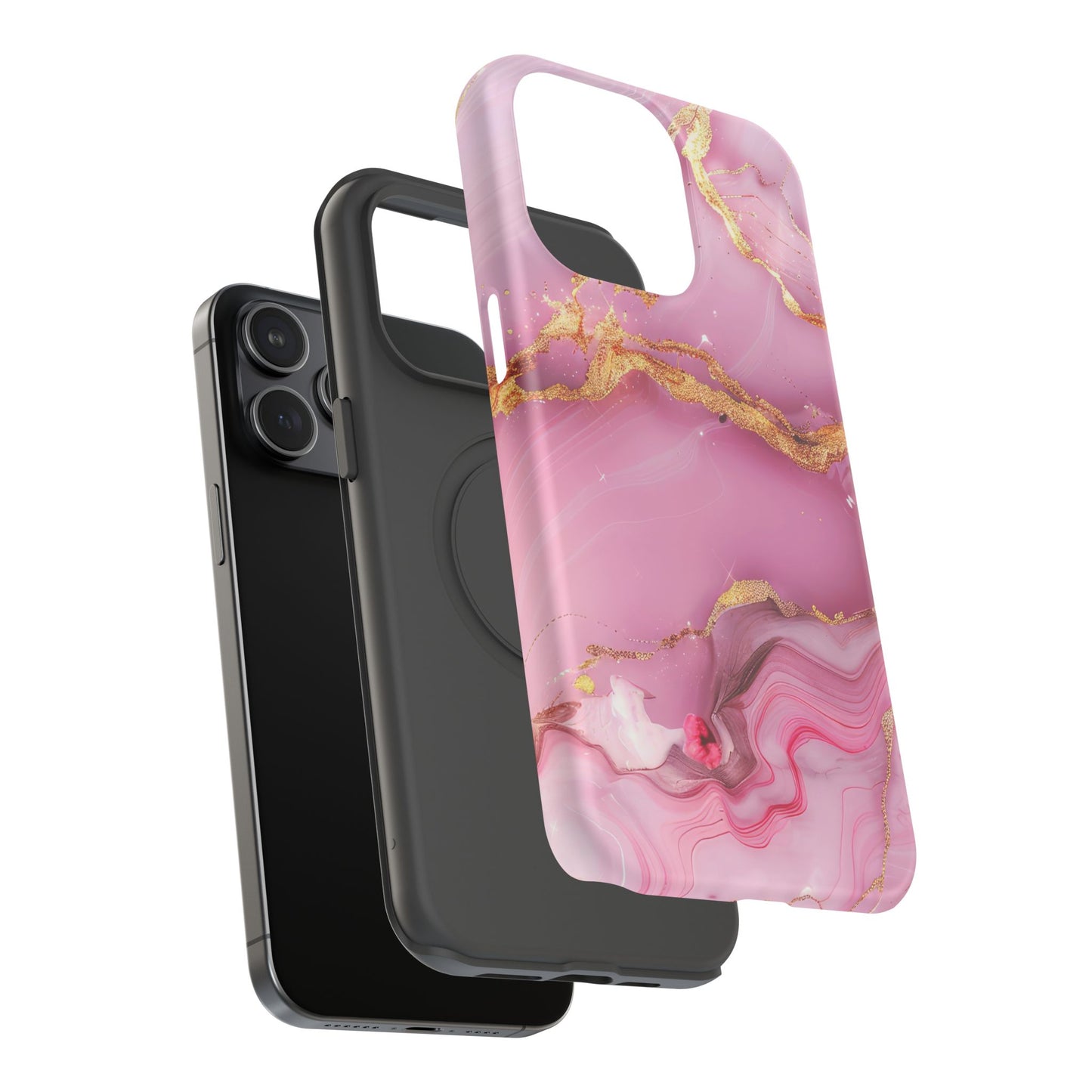 Elegant Marble Phone Case - Pink & Gold