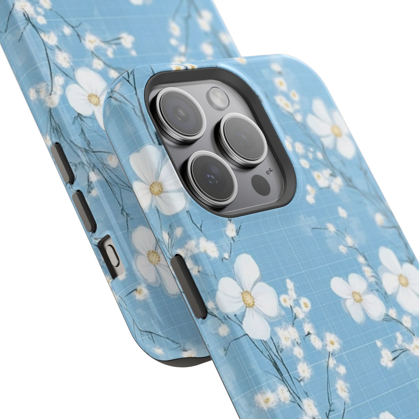 Powder Blue Floral Impact-Resistant Phone Case