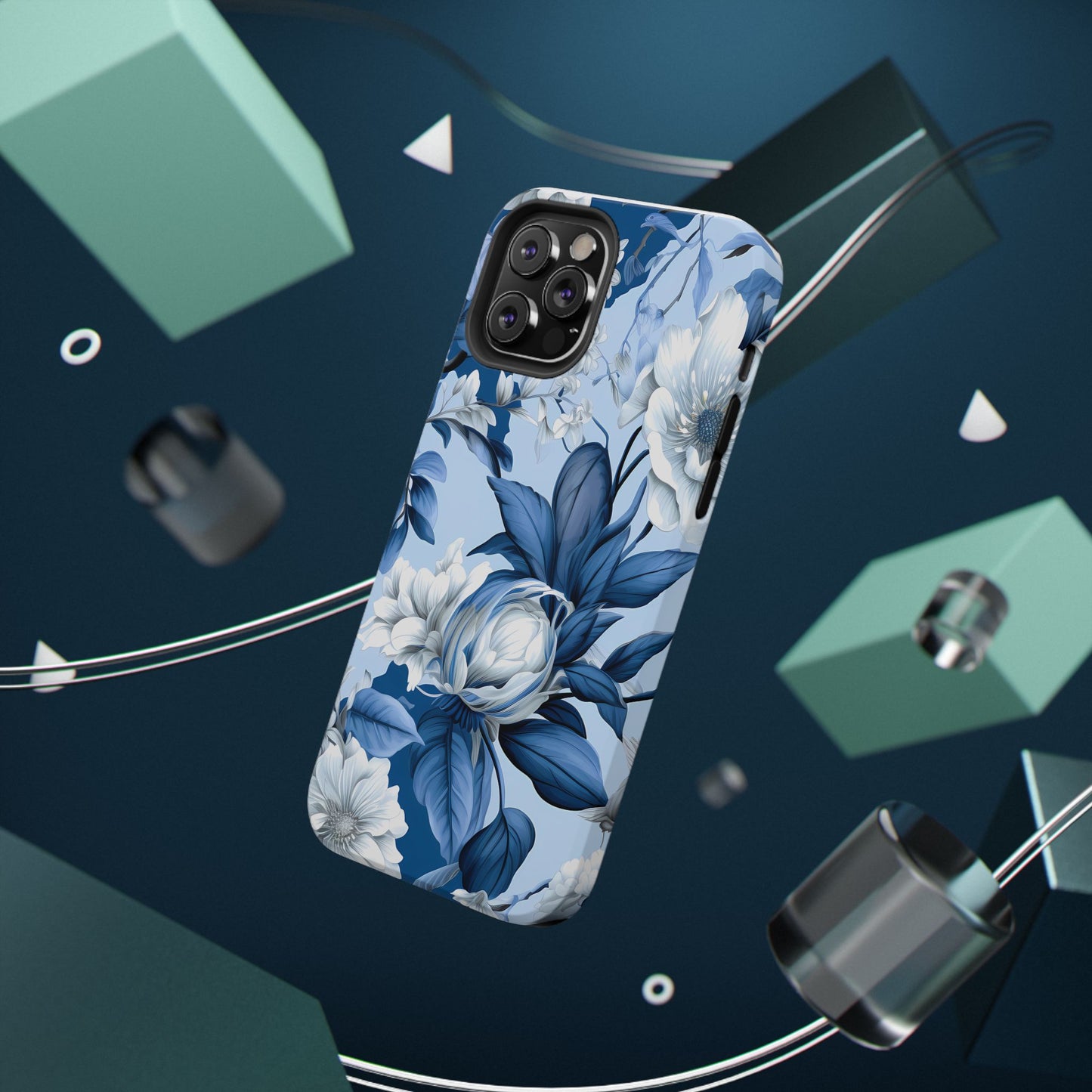 Elegant Blue Floral Phone Case