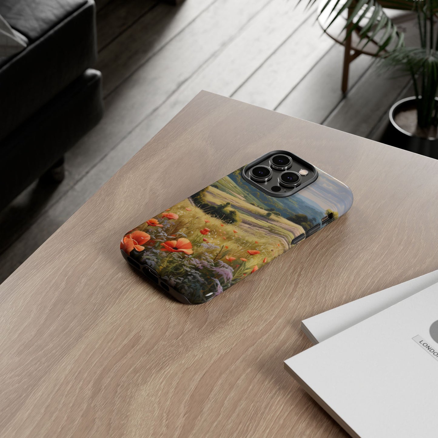 Phone Case with Beautiful Poppy Field Design
