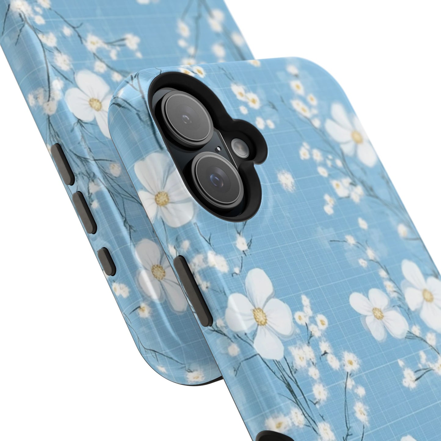 Powder Blue Floral Impact-Resistant Phone Case