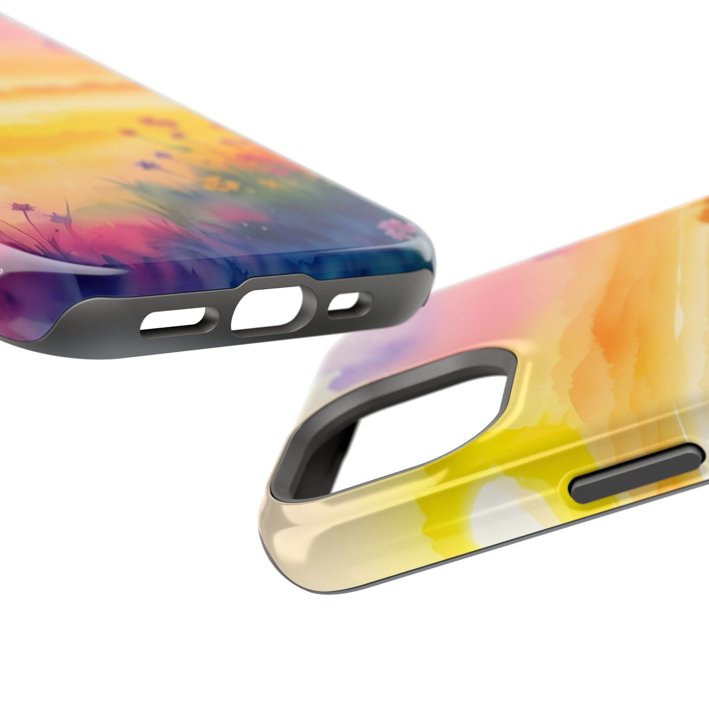 Scenic Landscape IPhone Case - Floral Sunset Design
