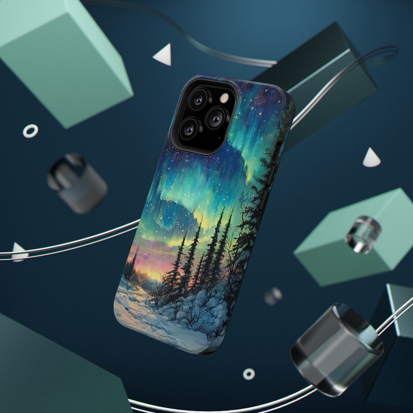 Aurora Borealis Impact-Resistant Phone Case - Durable Protection with Stunning Northern Lights Design