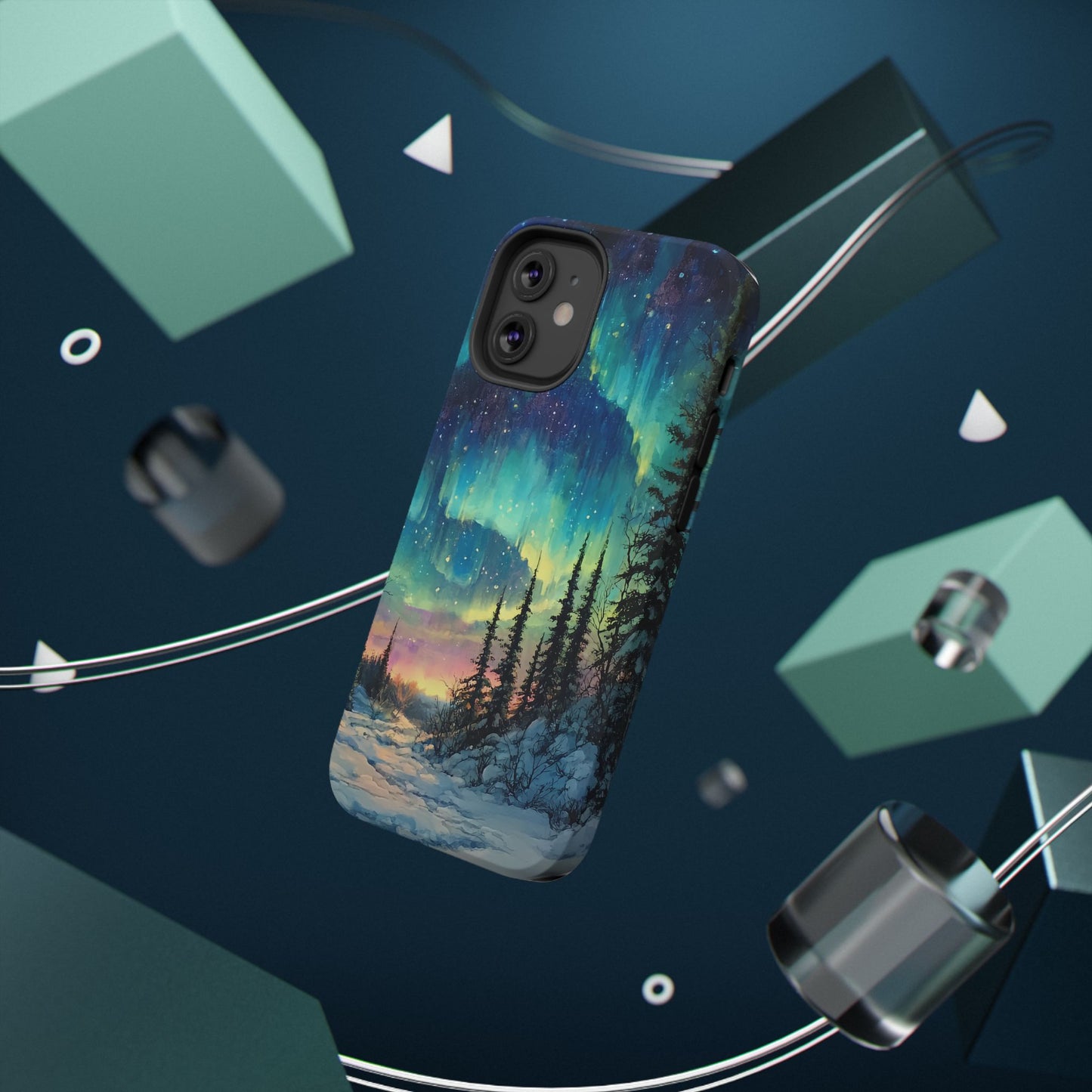 Aurora Borealis Impact-Resistant Phone Case - Durable Protection with Stunning Northern Lights Design