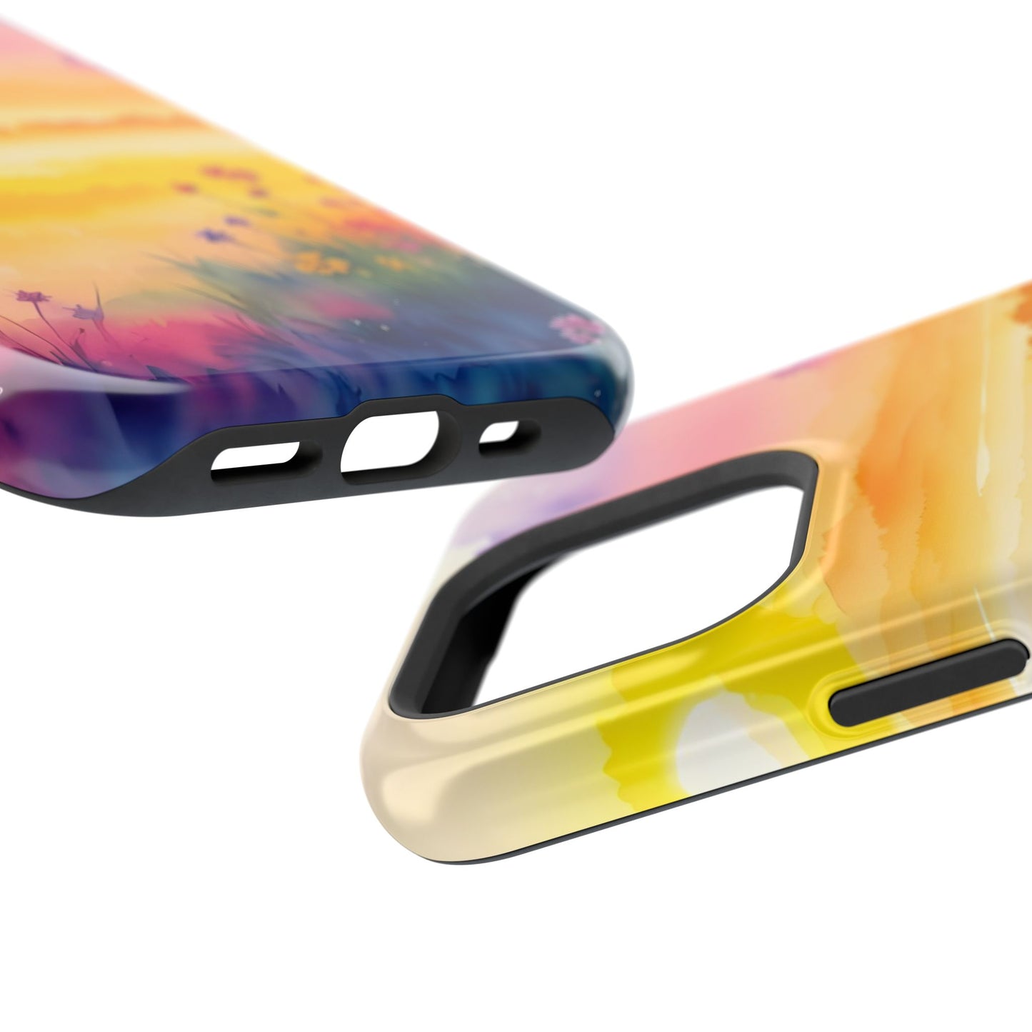 Scenic Landscape IPhone Case - Floral Sunset Design