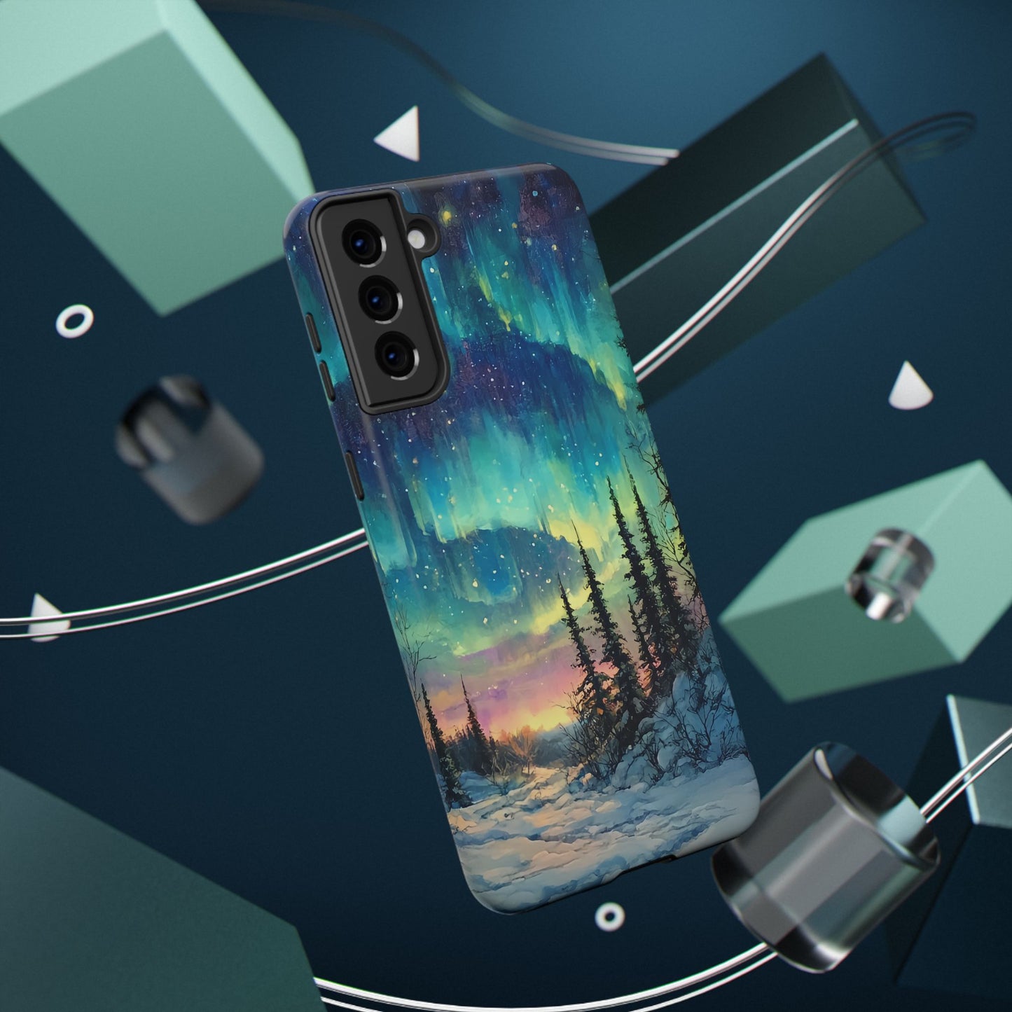 Aurora Borealis Impact-Resistant Phone Case - Durable Protection with Stunning Northern Lights Design