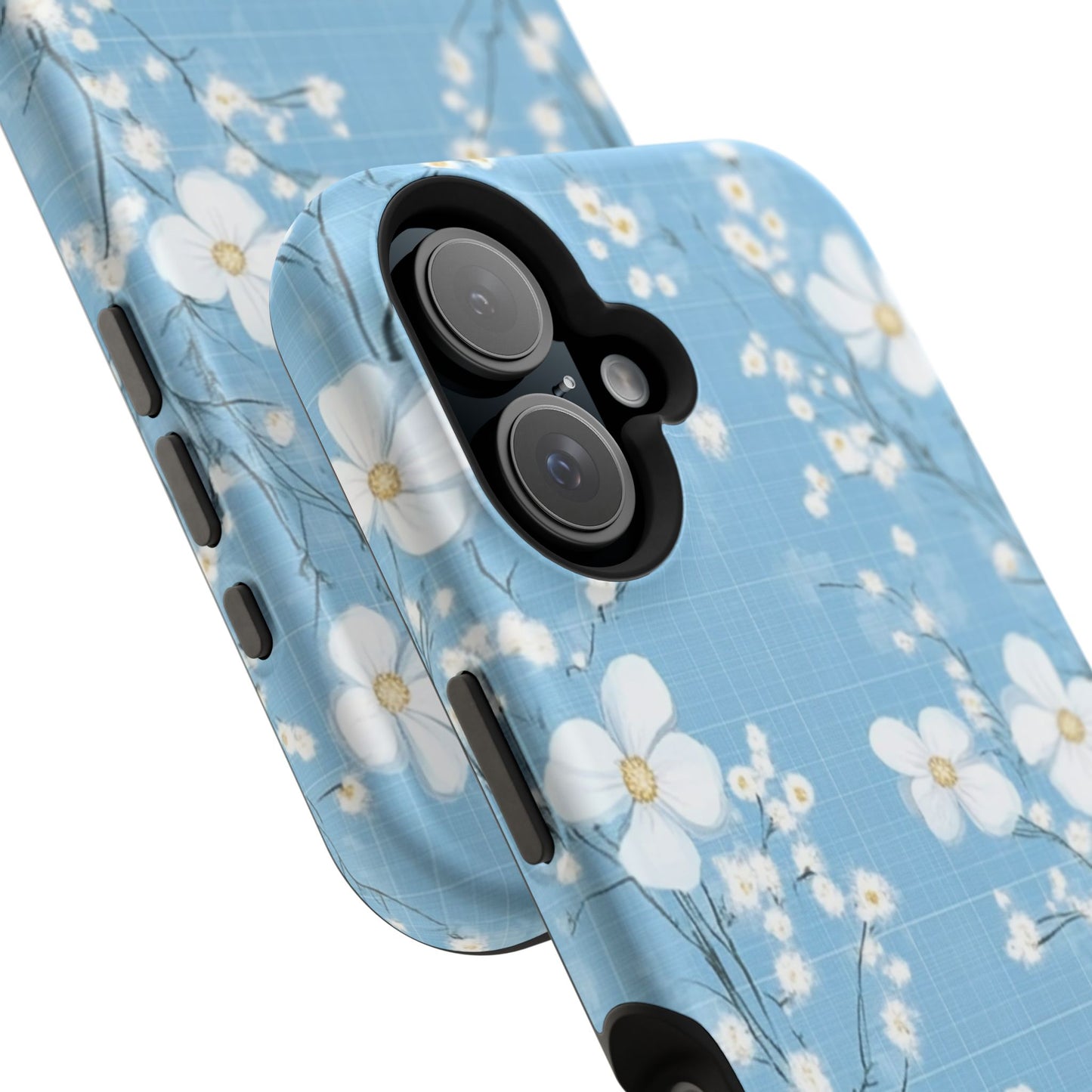 Powder Blue Floral Impact-Resistant Phone Case