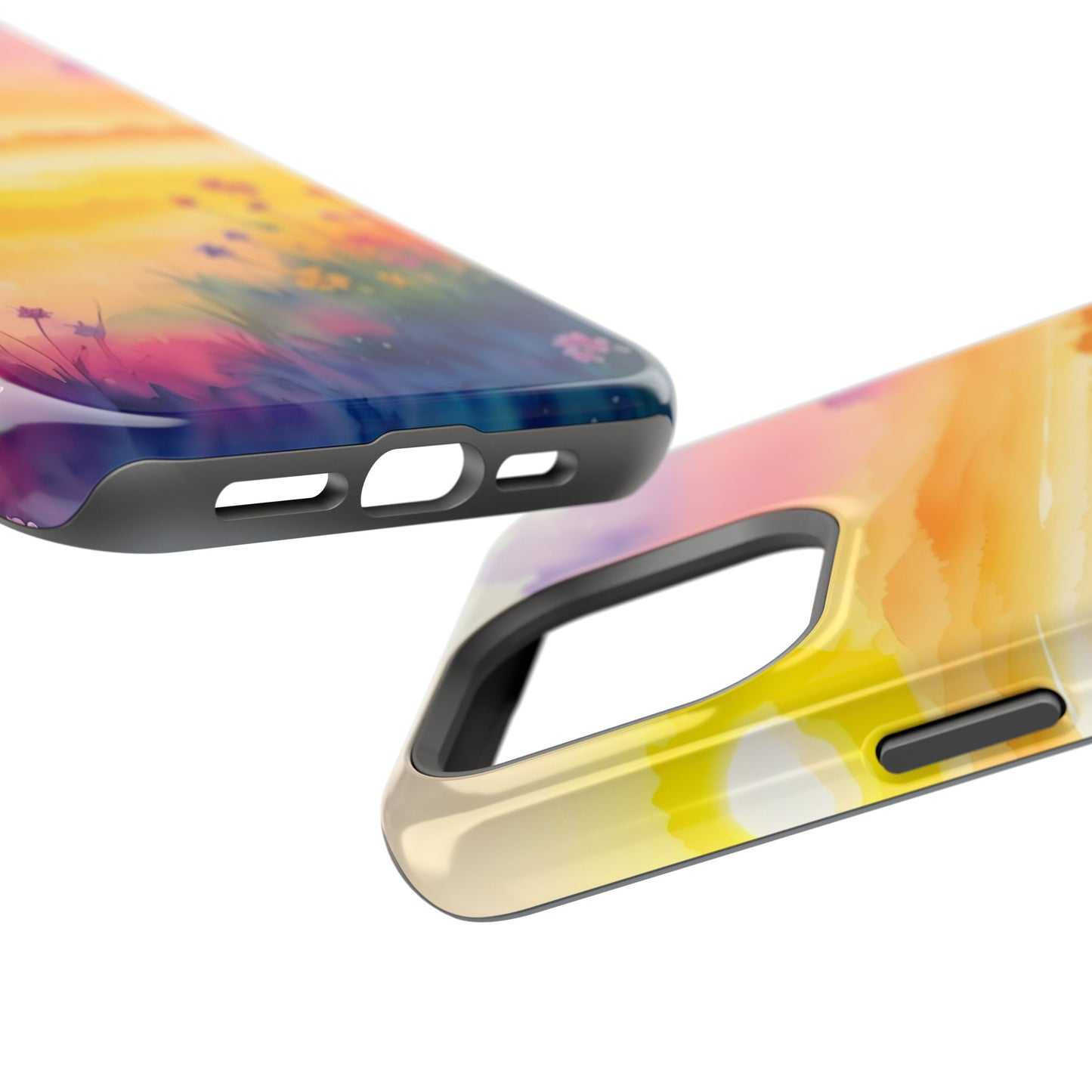 Scenic Landscape IPhone Case - Floral Sunset Design