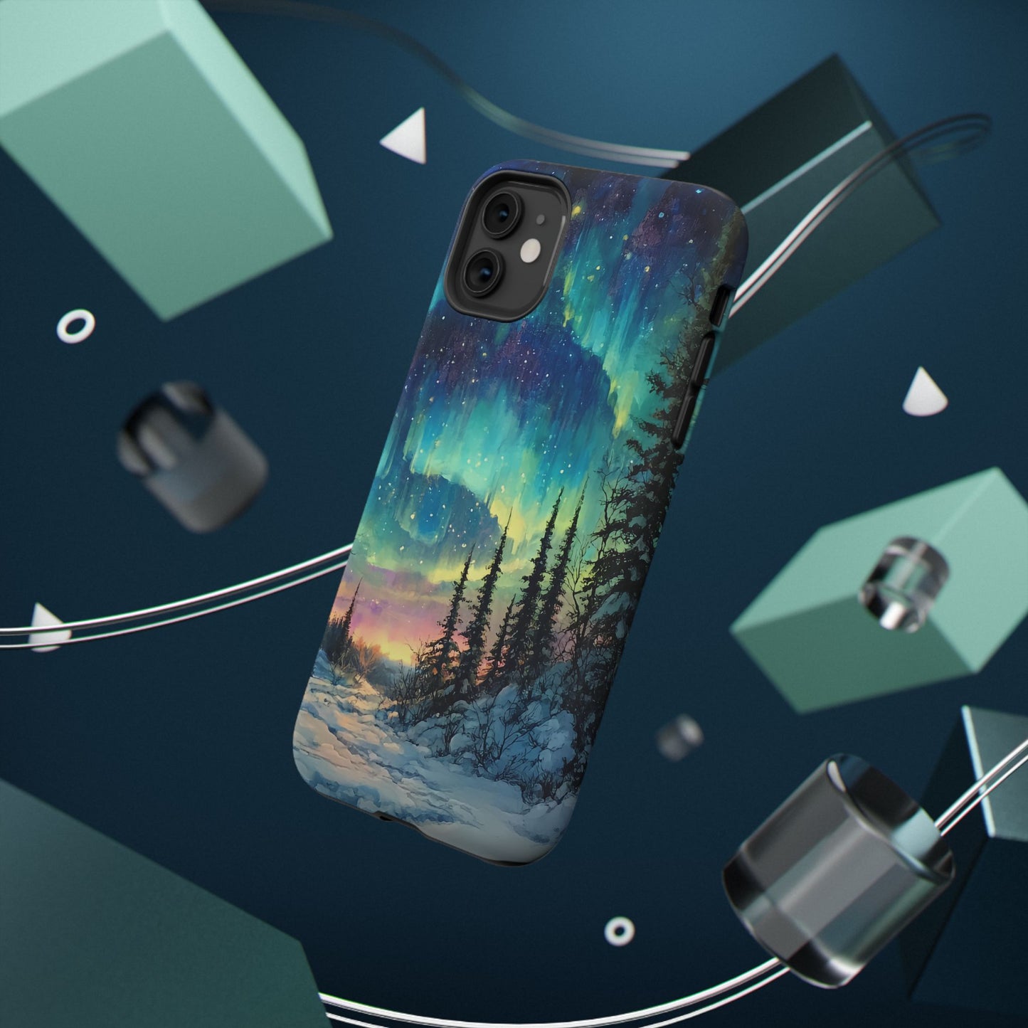 Aurora Borealis Impact-Resistant Phone Case - Durable Protection with Stunning Northern Lights Design