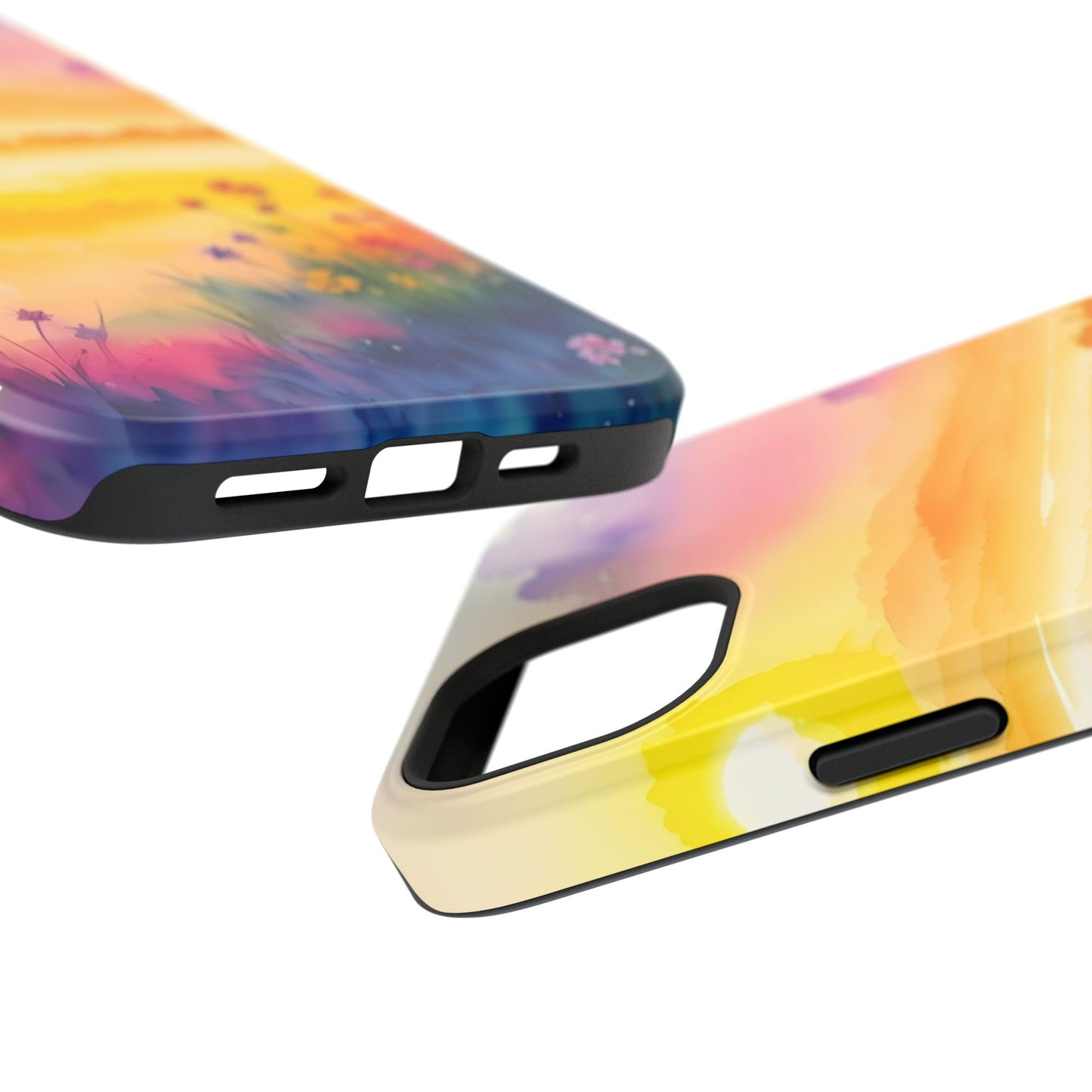 Scenic Landscape IPhone Case - Floral Sunset Design