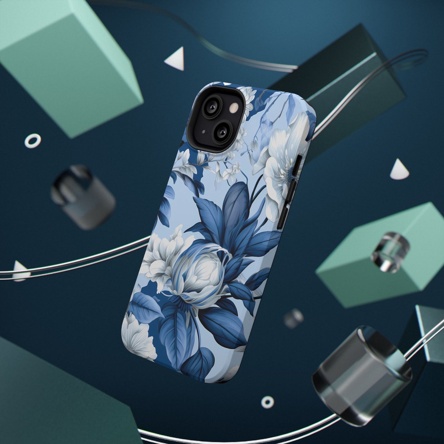 Elegant Blue Floral Phone Case