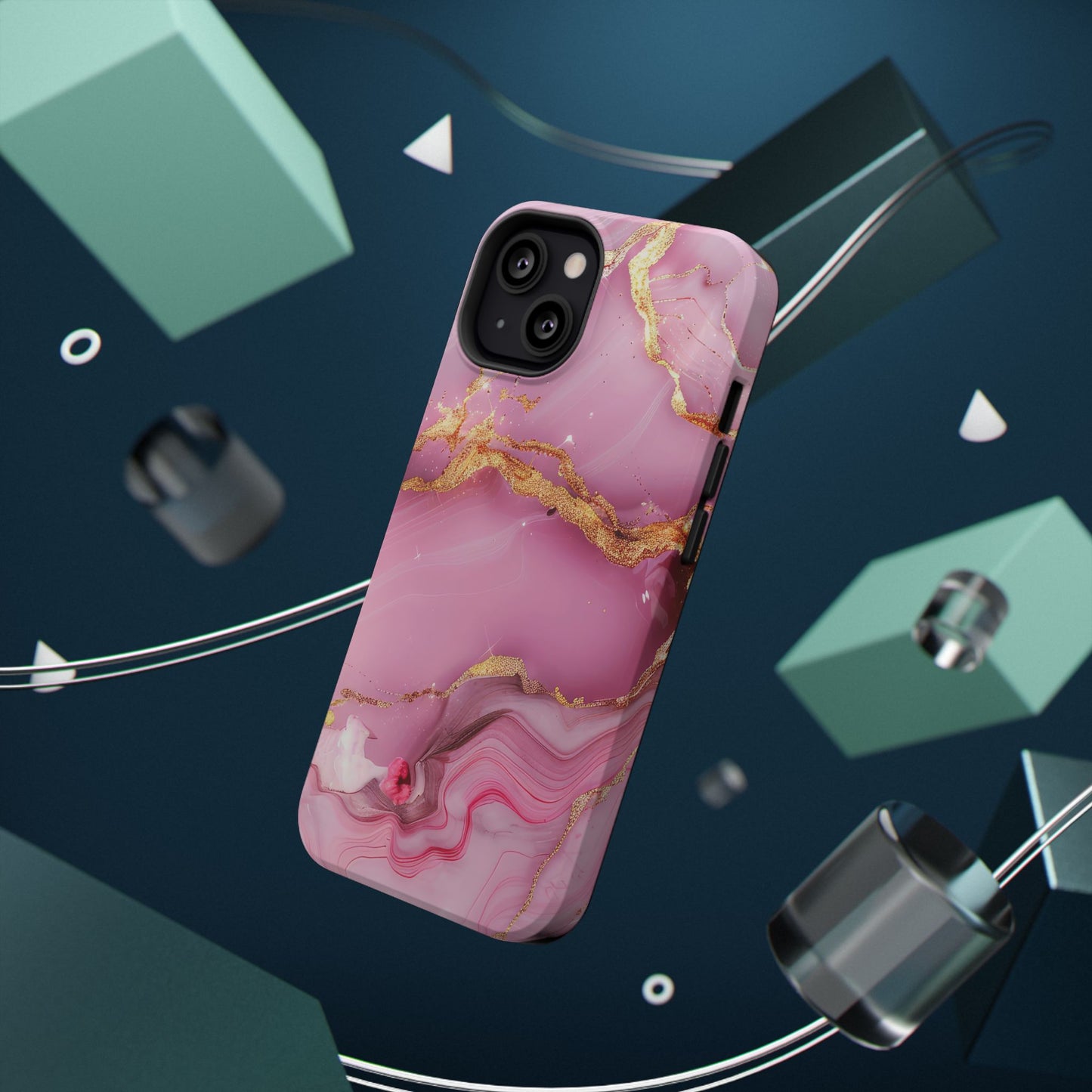 Elegant Marble Phone Case - Pink & Gold