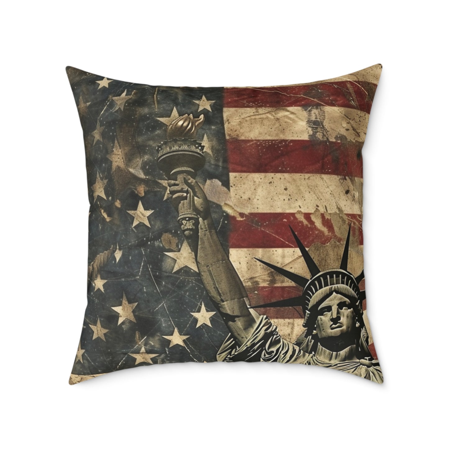 Patriotic Poly Canvas Pillow with American Flag