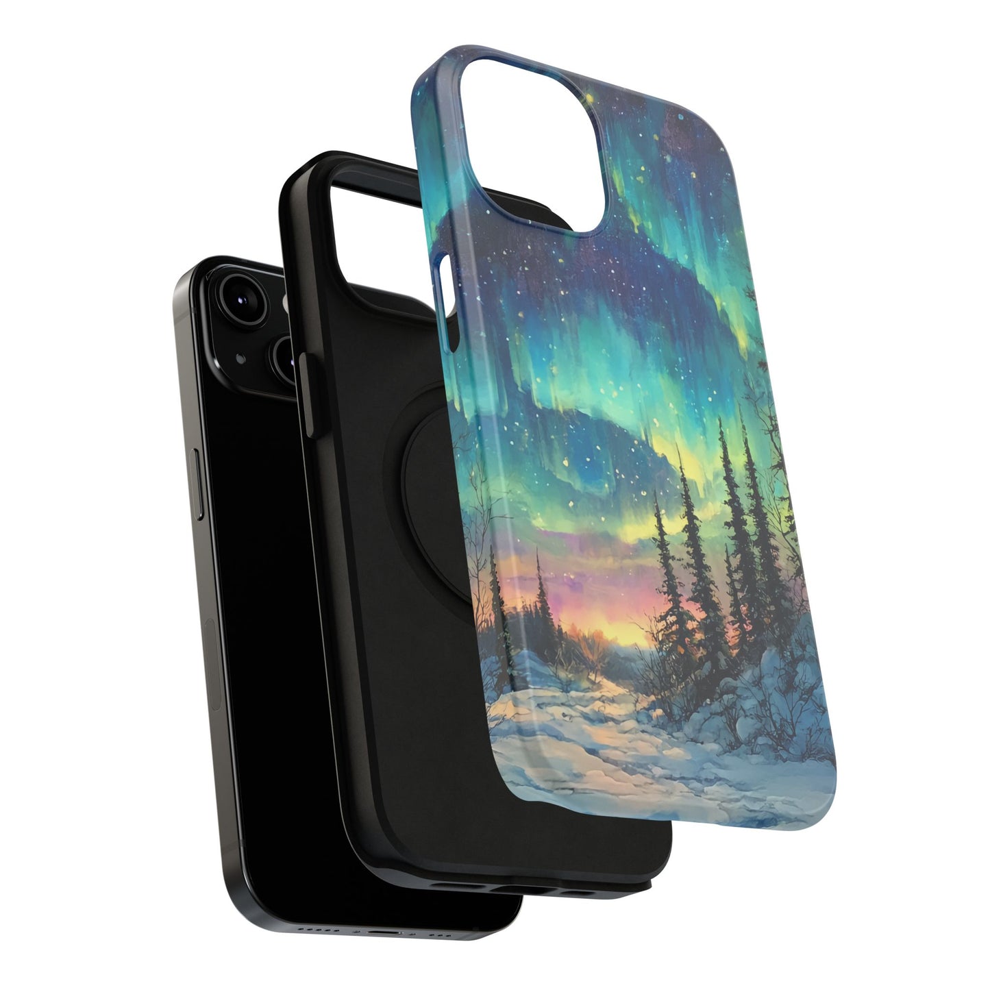 Aurora Borealis Impact-Resistant Phone Case - Durable Protection with Stunning Northern Lights Design