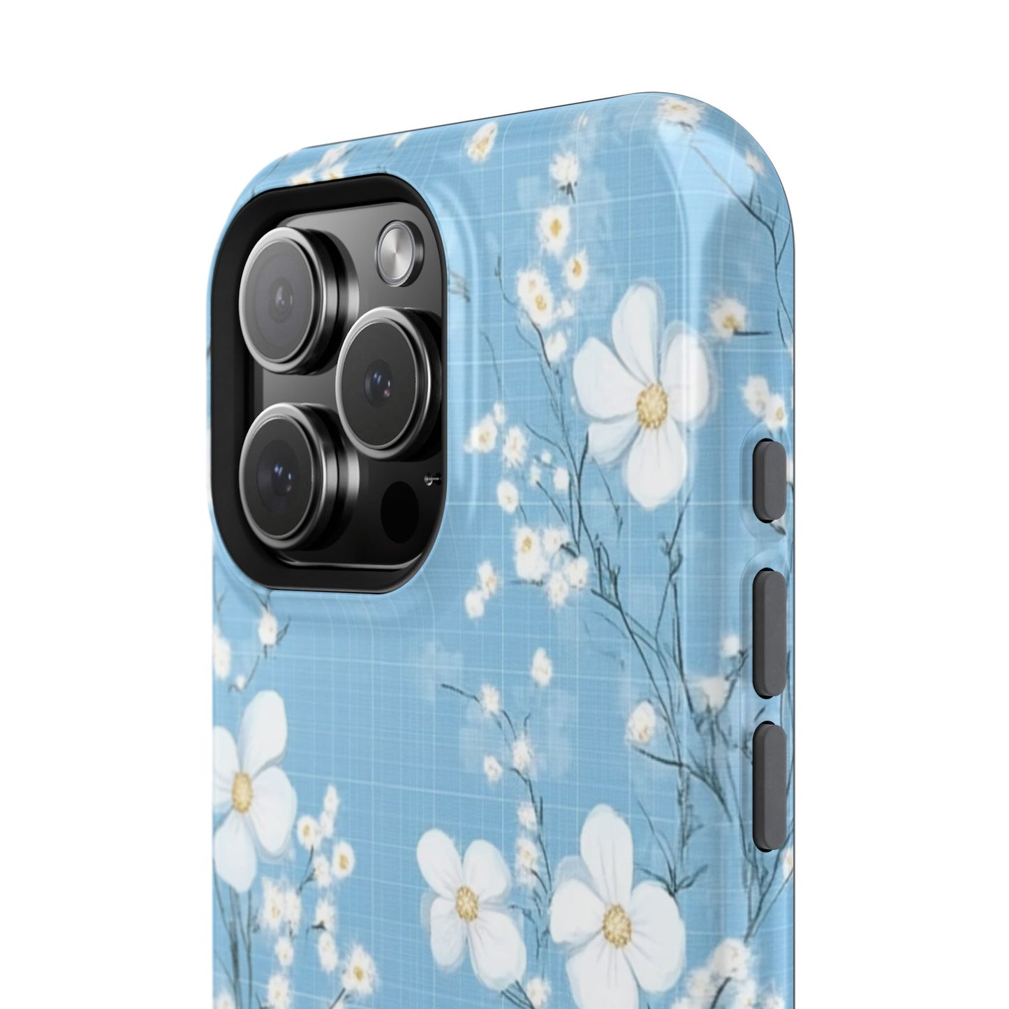 Powder Blue Floral Impact-Resistant Phone Case