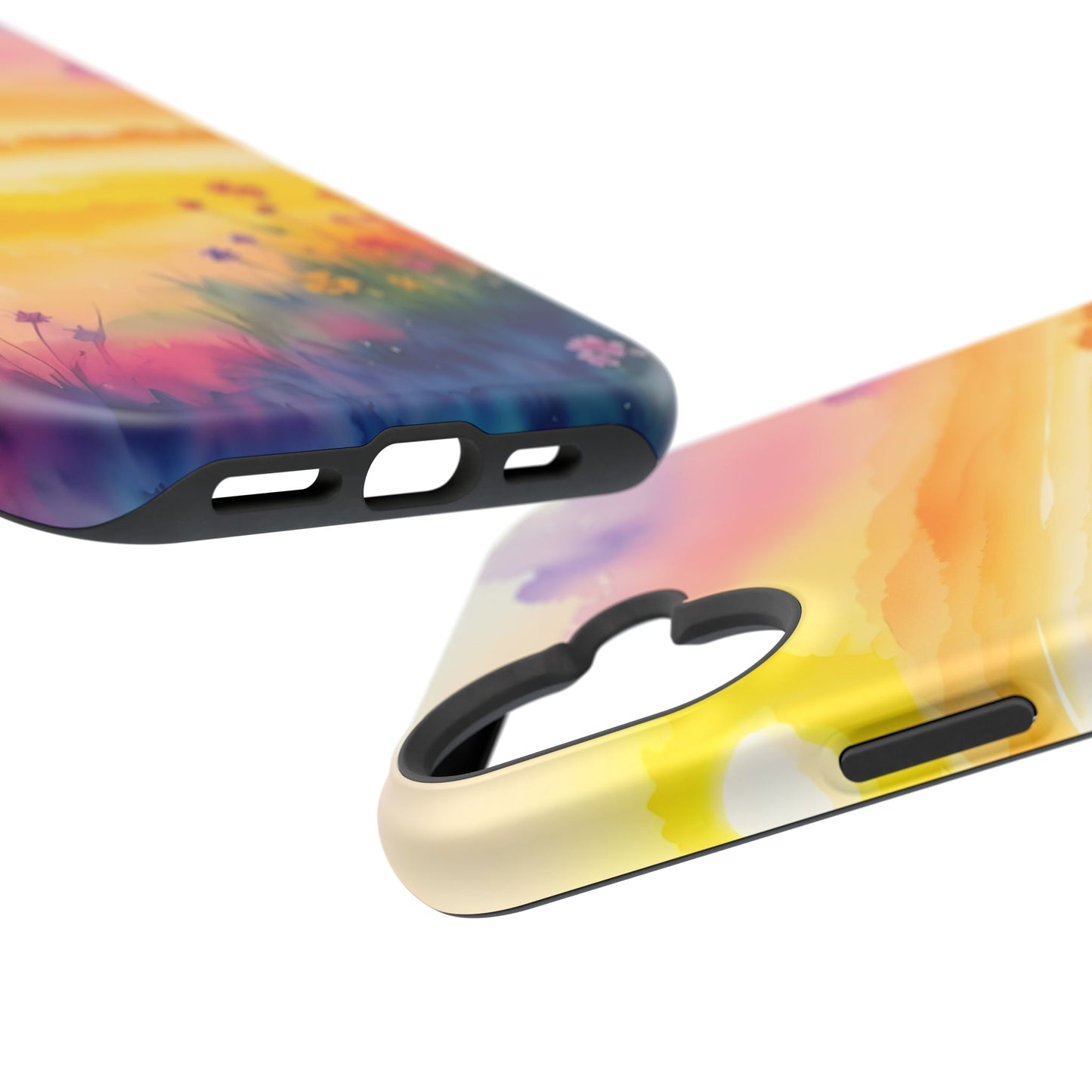 Scenic Landscape IPhone Case - Floral Sunset Design