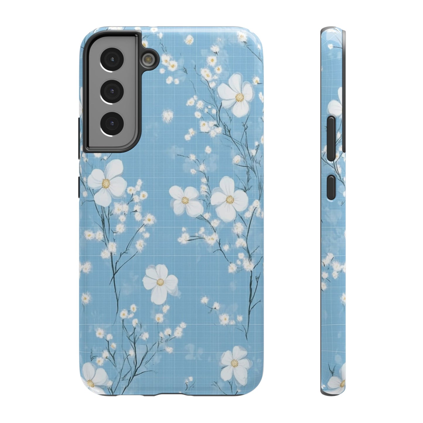 Powder Blue Floral Impact-Resistant Phone Case