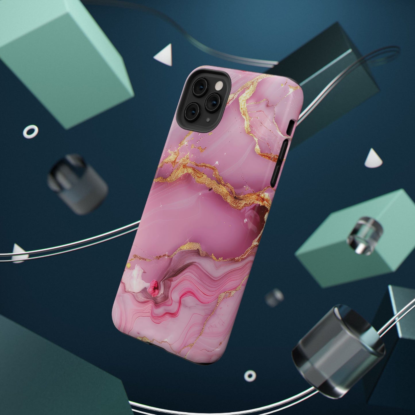 Elegant Marble Phone Case - Pink & Gold