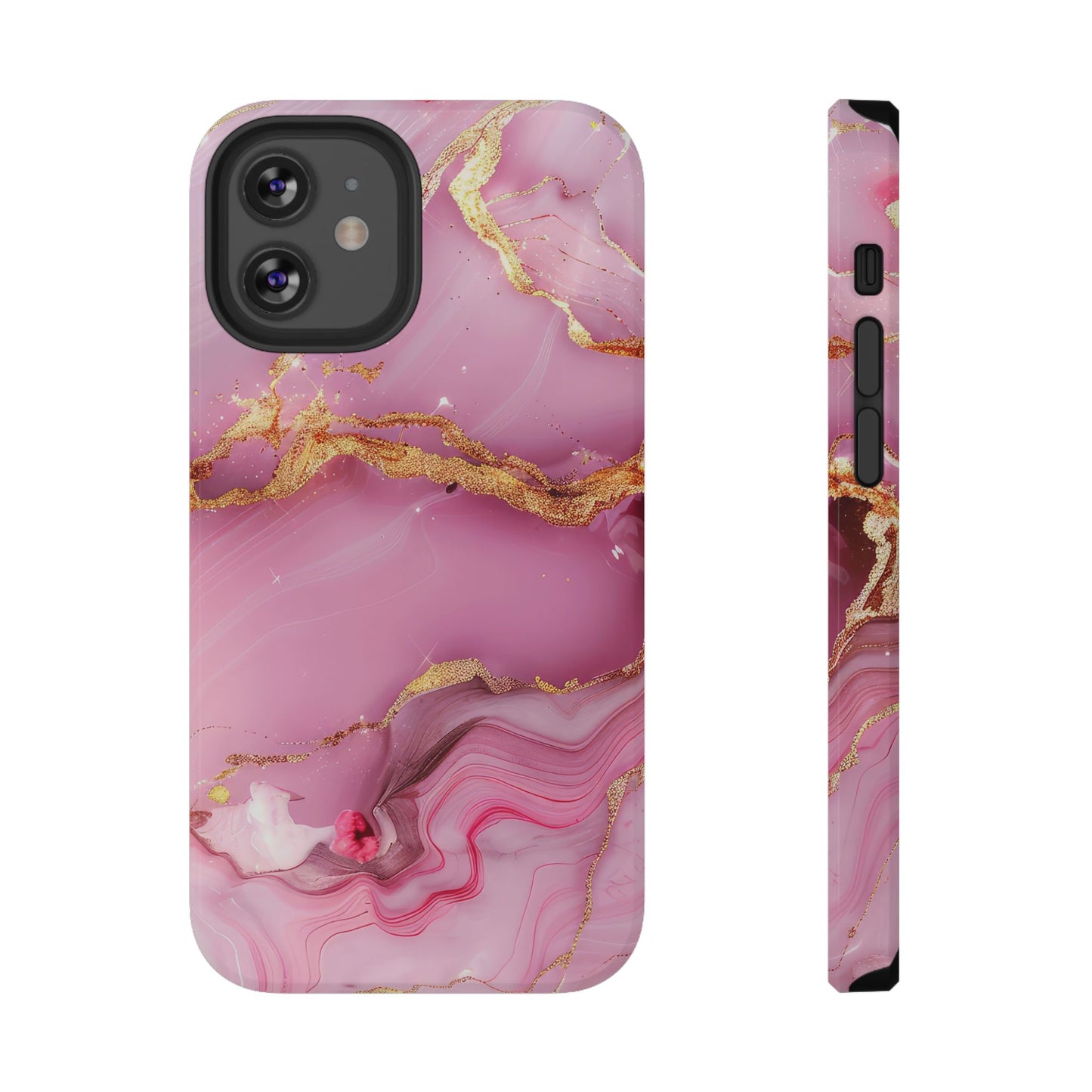 Elegant Marble Phone Case - Pink & Gold