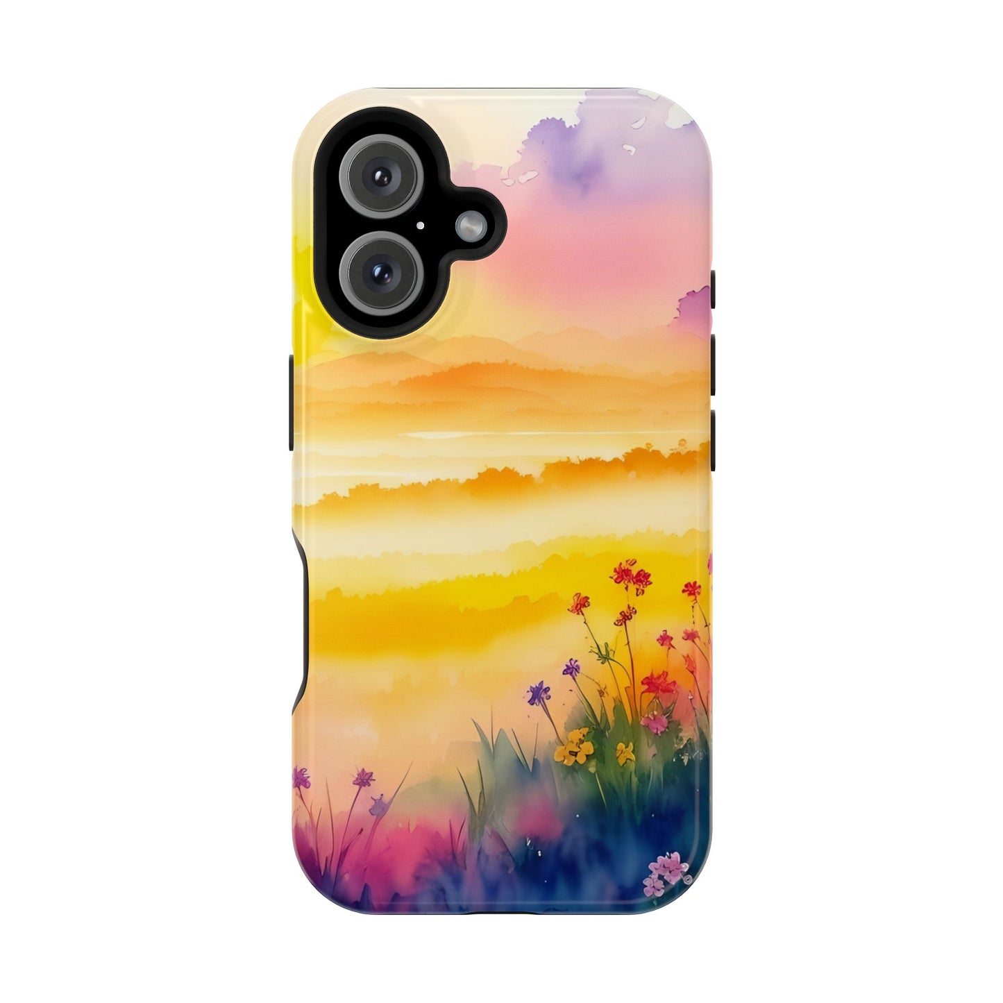 Scenic Landscape IPhone Case - Floral Sunset Design