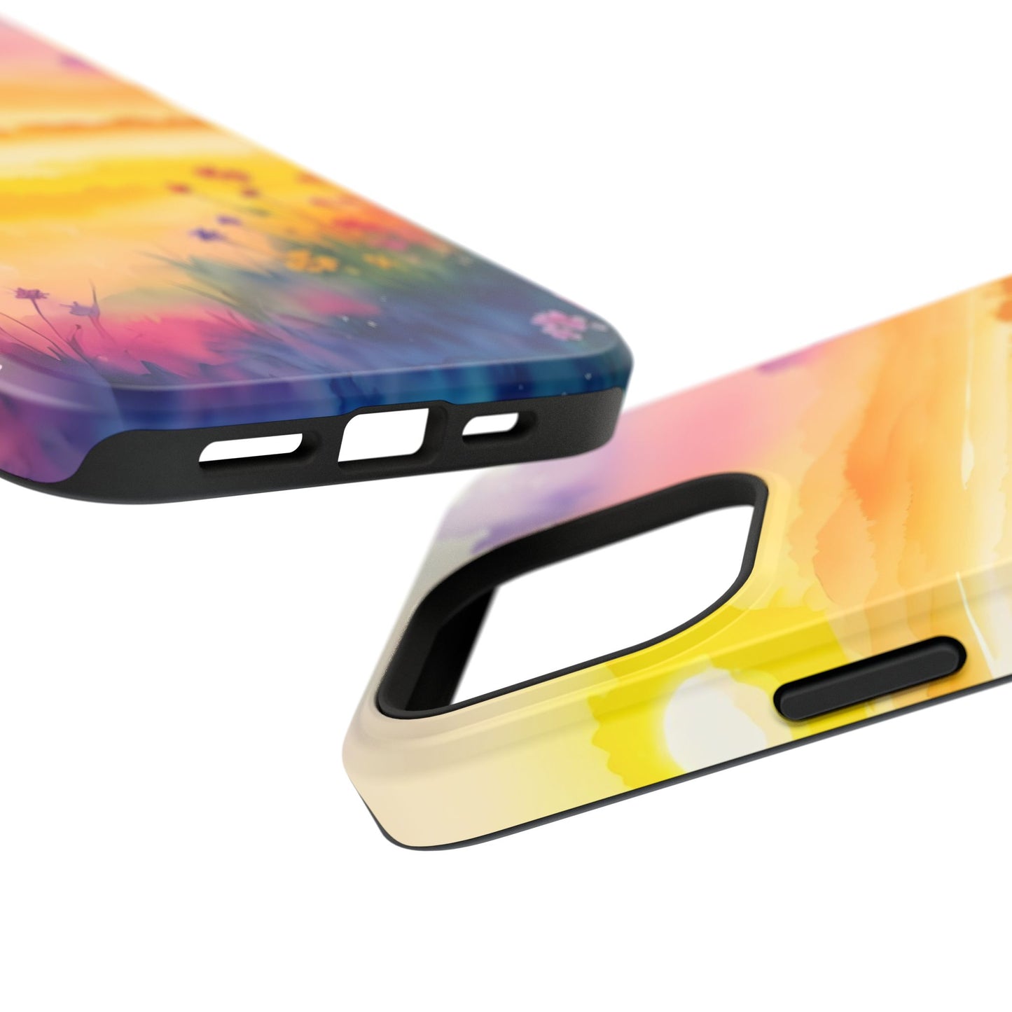 Scenic Landscape IPhone Case - Floral Sunset Design