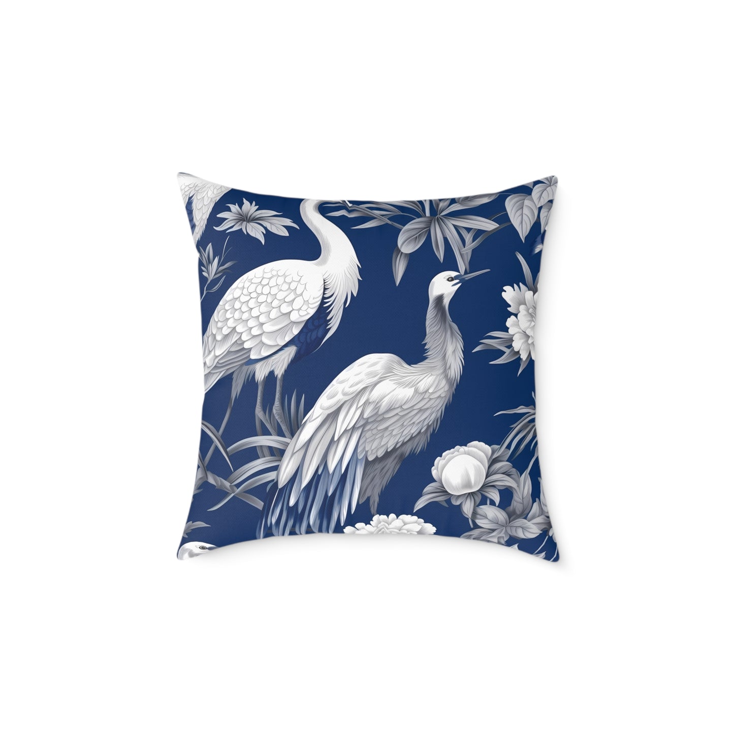 Beautiful White Crane - Square Poly Canvas Pillow