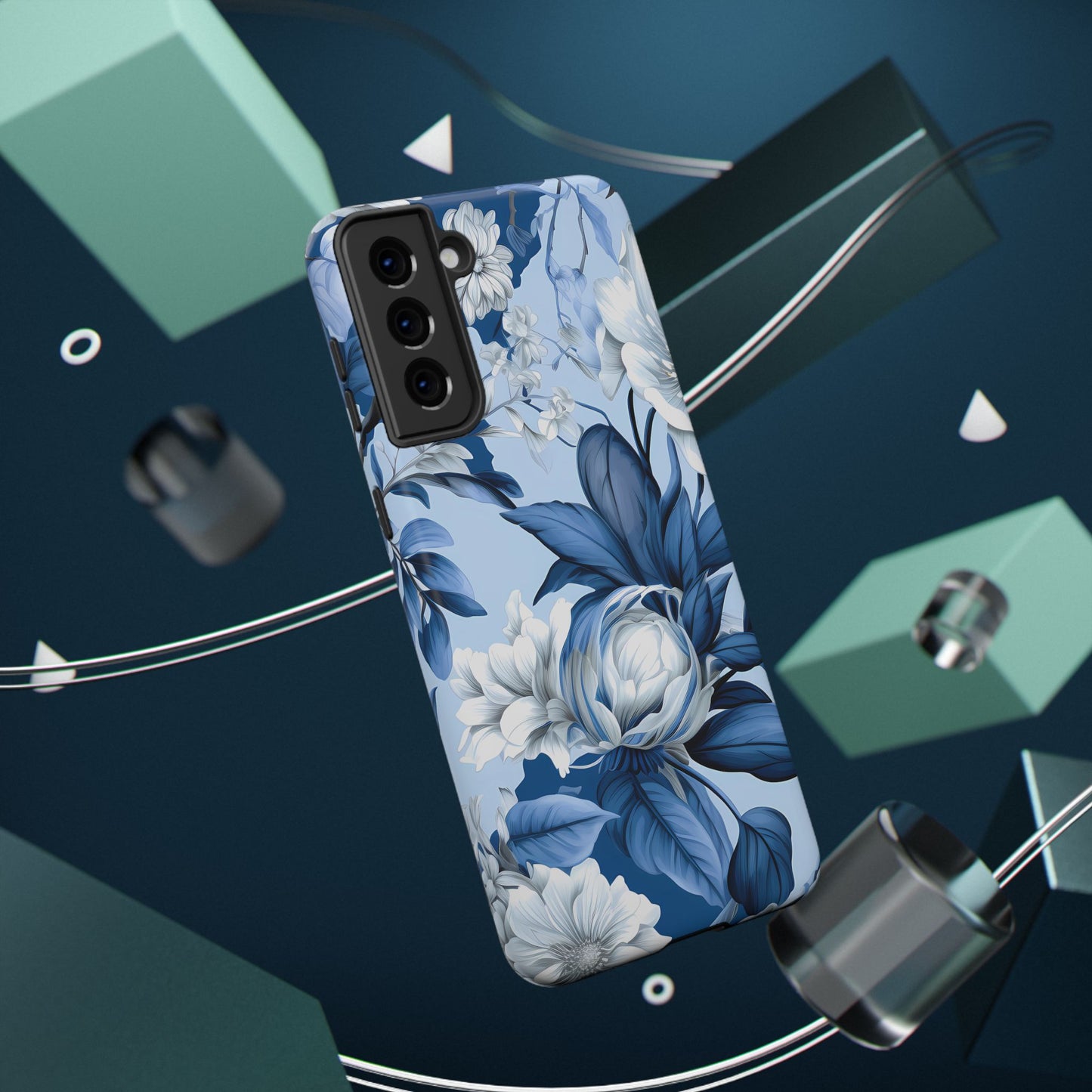Elegant Blue Floral Phone Case