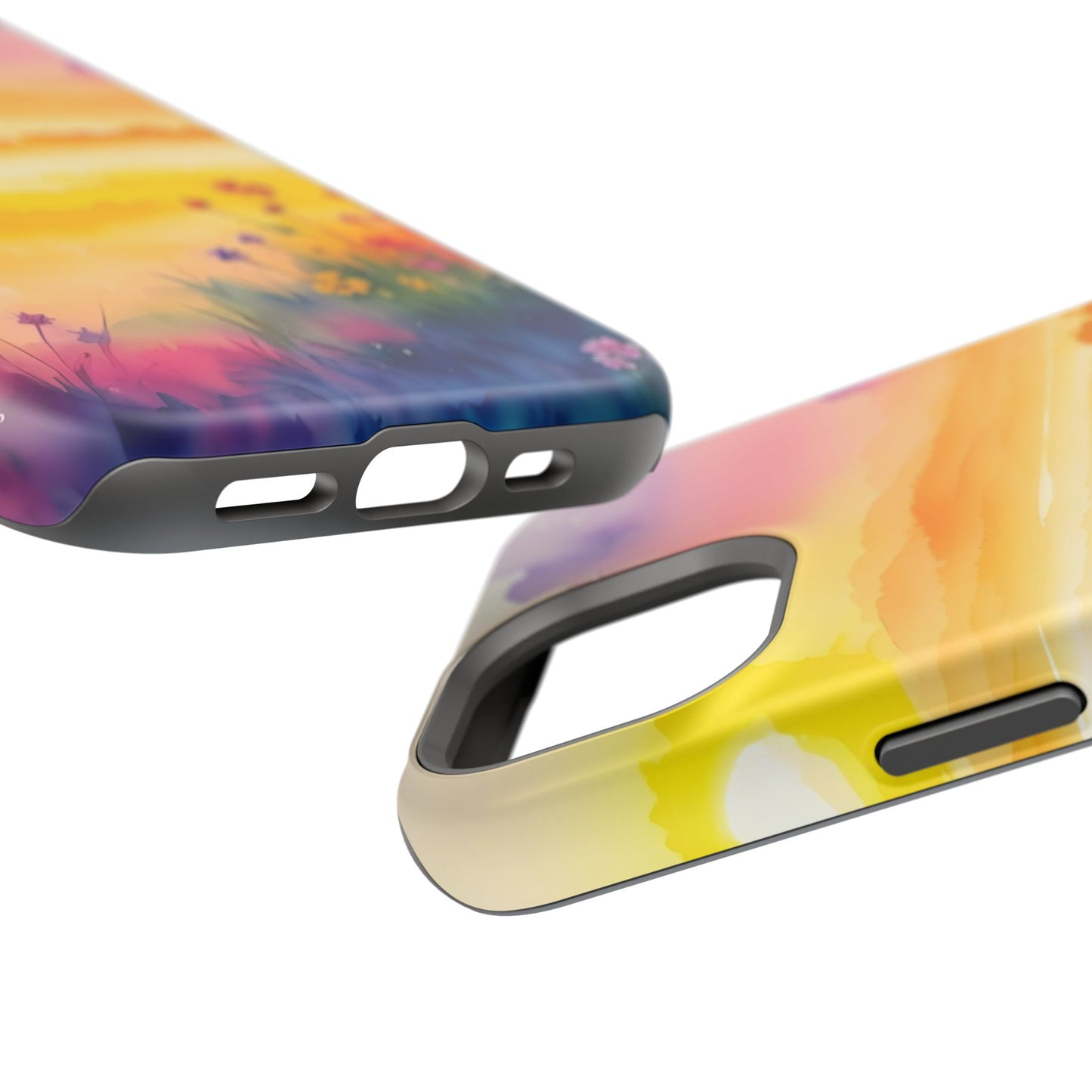 Scenic Landscape IPhone Case - Floral Sunset Design