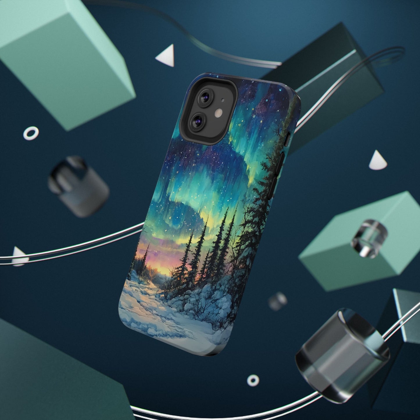 Aurora Borealis Impact-Resistant Phone Case - Durable Protection with Stunning Northern Lights Design