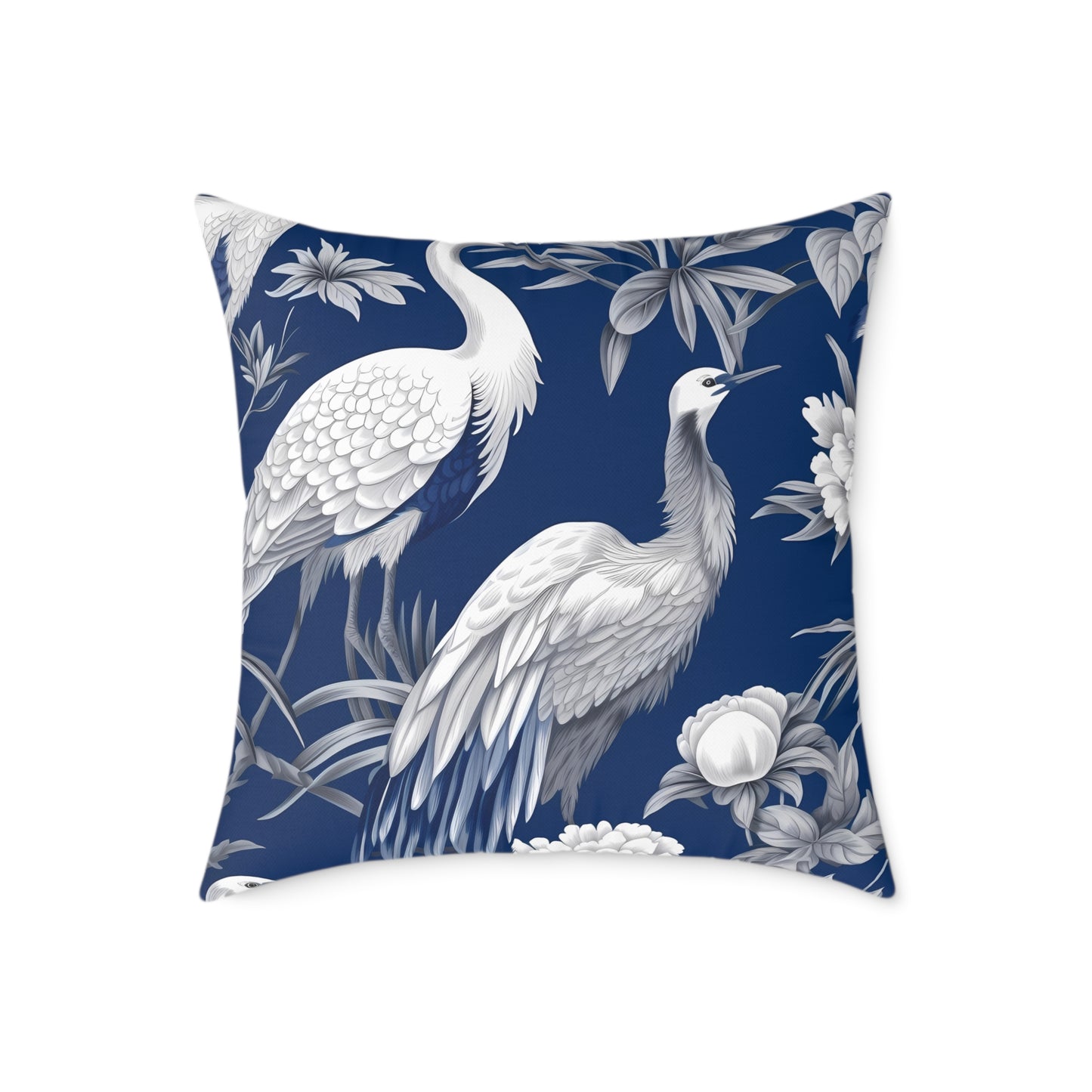 Beautiful White Crane - Square Poly Canvas Pillow