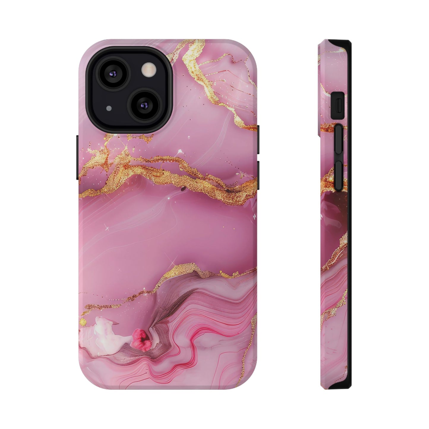 Elegant Marble Phone Case - Pink & Gold