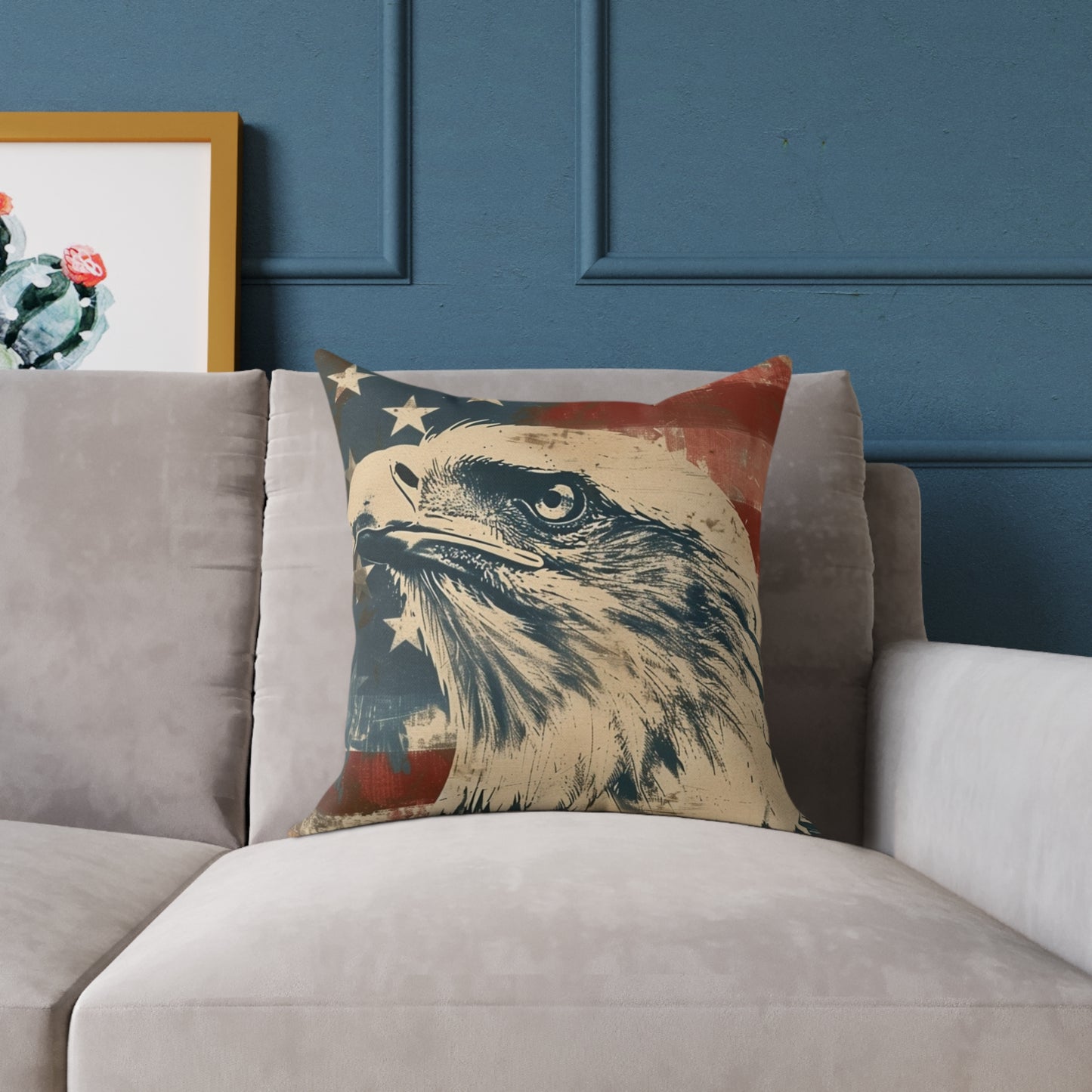 Patriotic Eagle Throw Pillow - Vintage American Flag Design